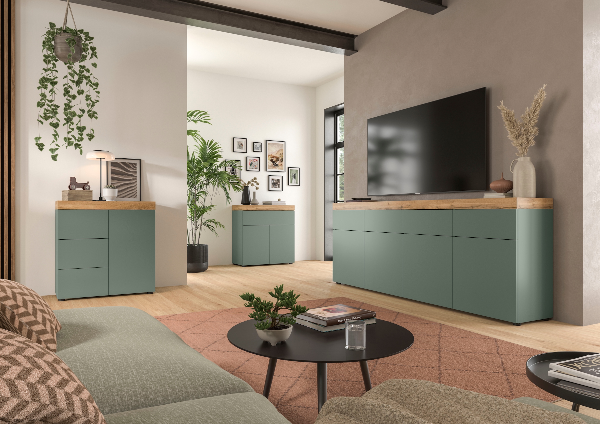 GOODproduct Sideboard »MAMBO, TOPSELLER!, Breite 200cm, 4 Türen, 4 Schubkästen, push-2-open« 2 farbige Ausführung, in verschiedenen Farben erhältlich, 1 Stk. tlg. Kommode, Anrichte, Wohnzimmer, Schlafzimmer