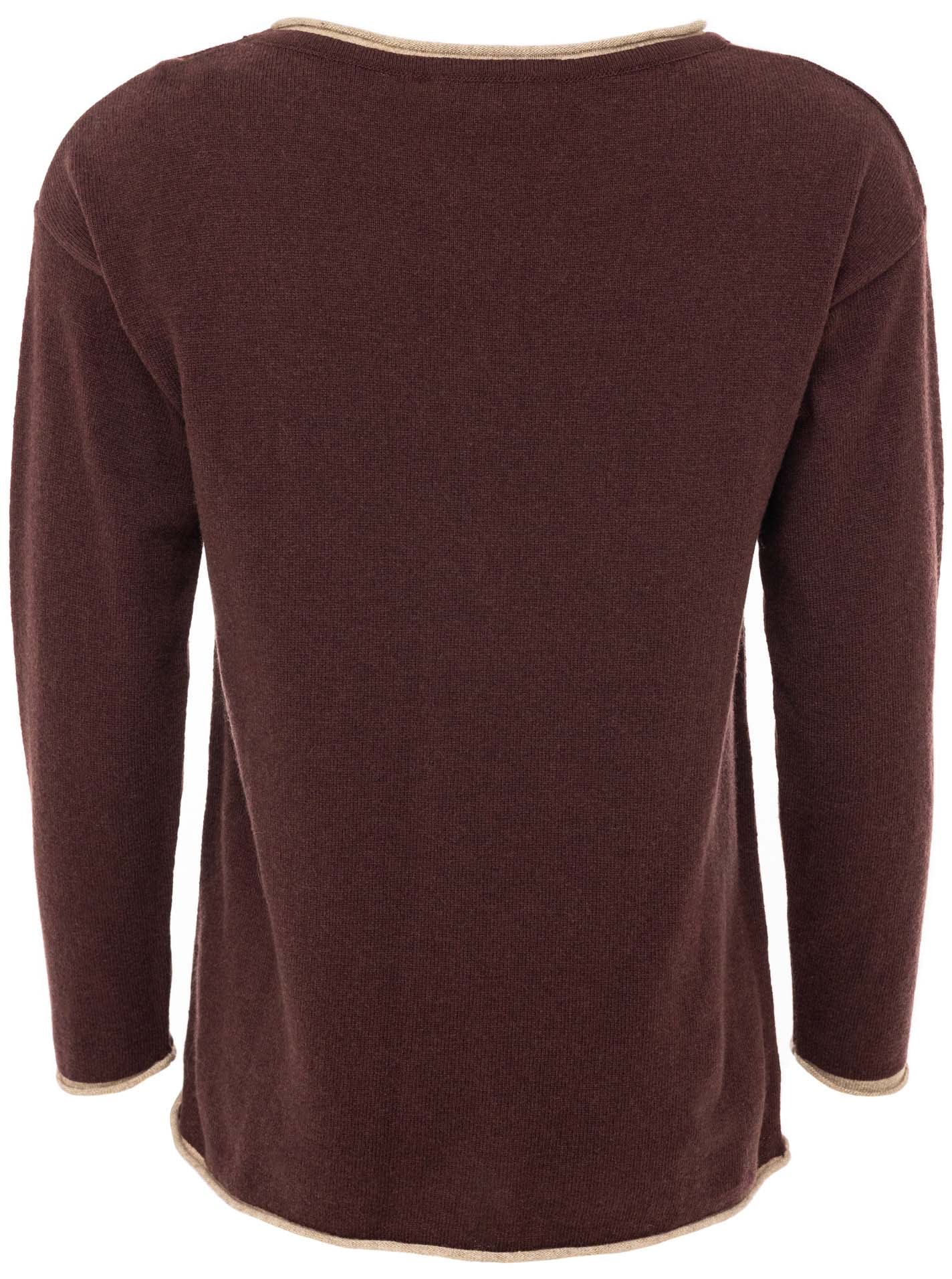 Zwillingsherz Rundhalspullover »"Happy Face"« Stickerei, aufgerollte kontrastfarbige Bündchen