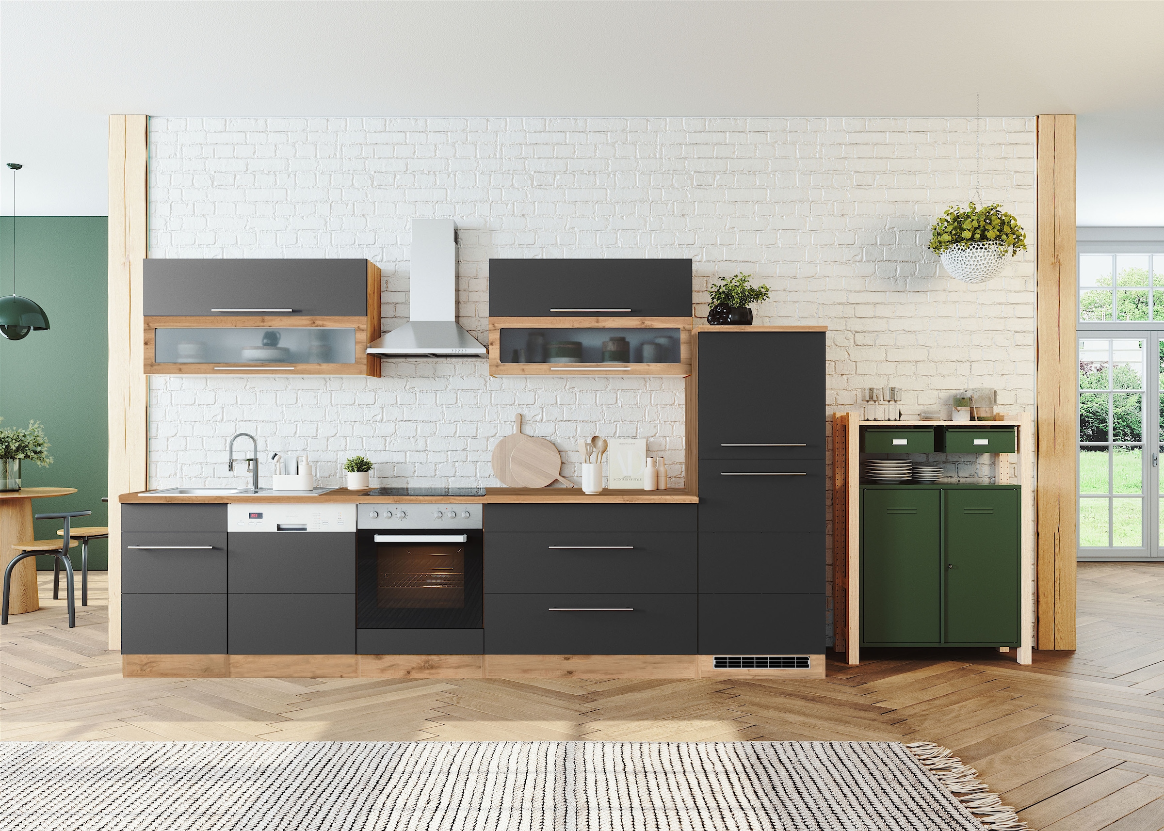KOCHSTATION Kitchenette »KS-Wien« largeur 330 cm, option avec appareils électriques