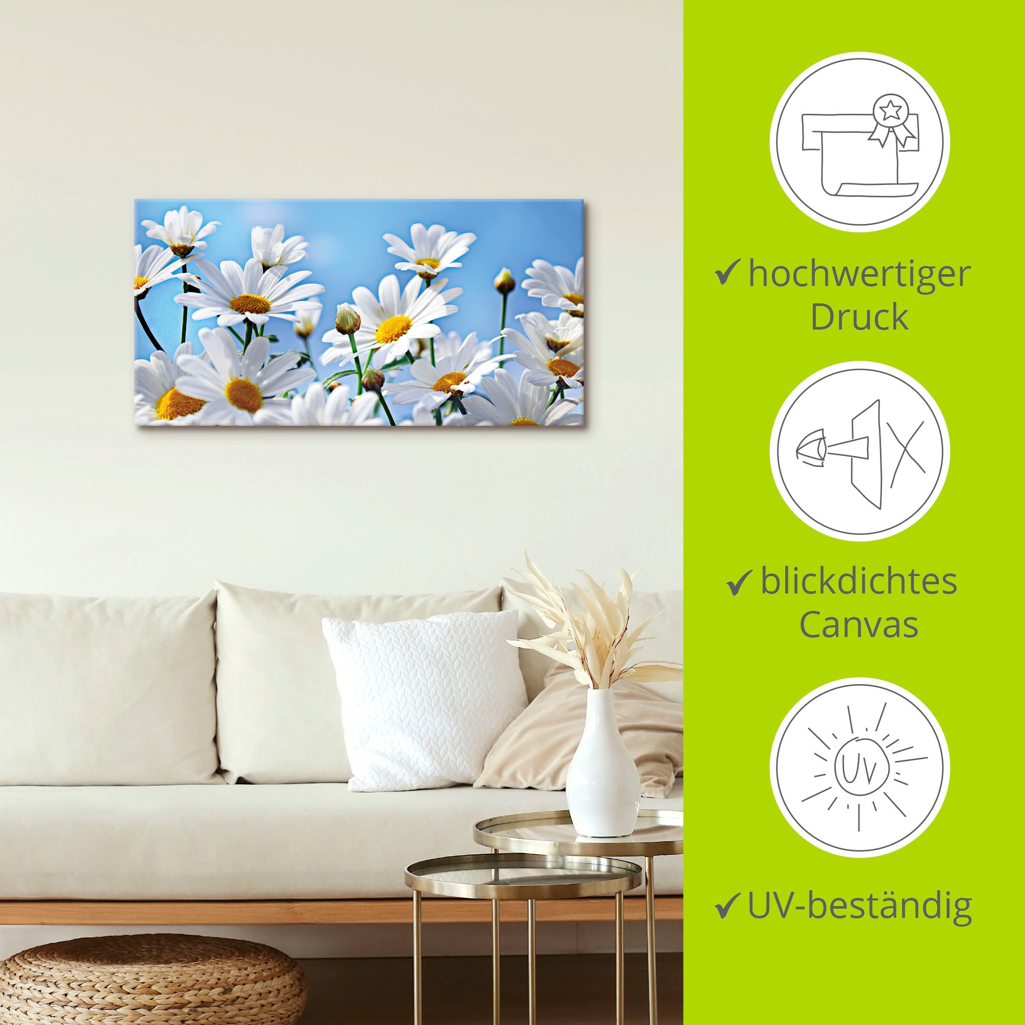 Artland Leinwandbild »Blumen - Margeriten« Blumen 1 Stk. tlg. auf Holzrahmen gespannt