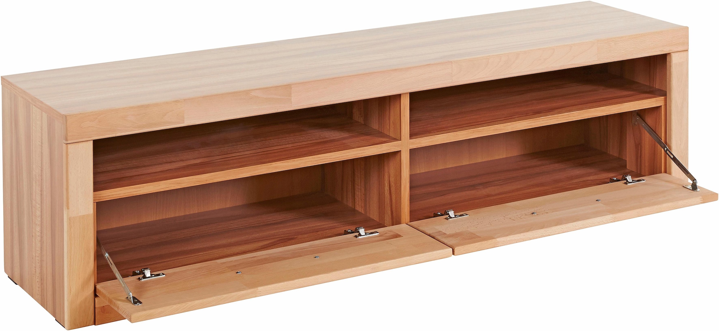 GOODproduct Lowboard »Ribe,140cm breit,38cm hoch mit 2 Klappen,Oberplatte aus Massivholz« Holz massiv, Holzwerkstoff, Metall Griffe,2 Klappen