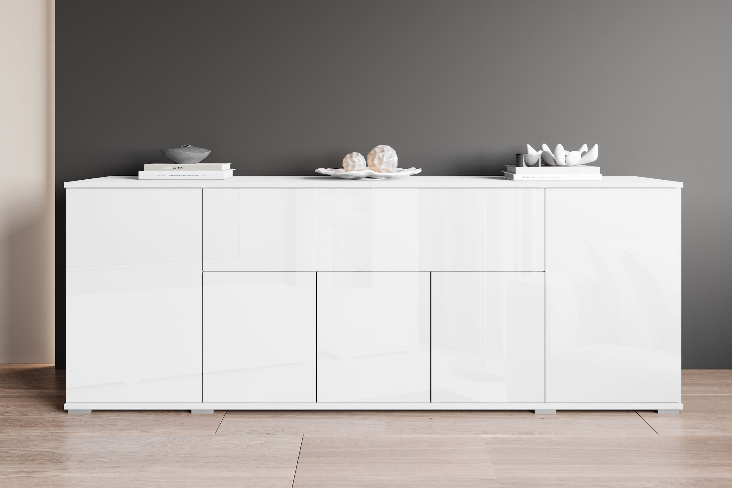 GOODproduct Sideboard »Kenia, B/H/T: 180 x 68 x 39,5 cm« 1 Stk. tlg. Push-to-Open, Klappe und verstellbare Einlegeböden