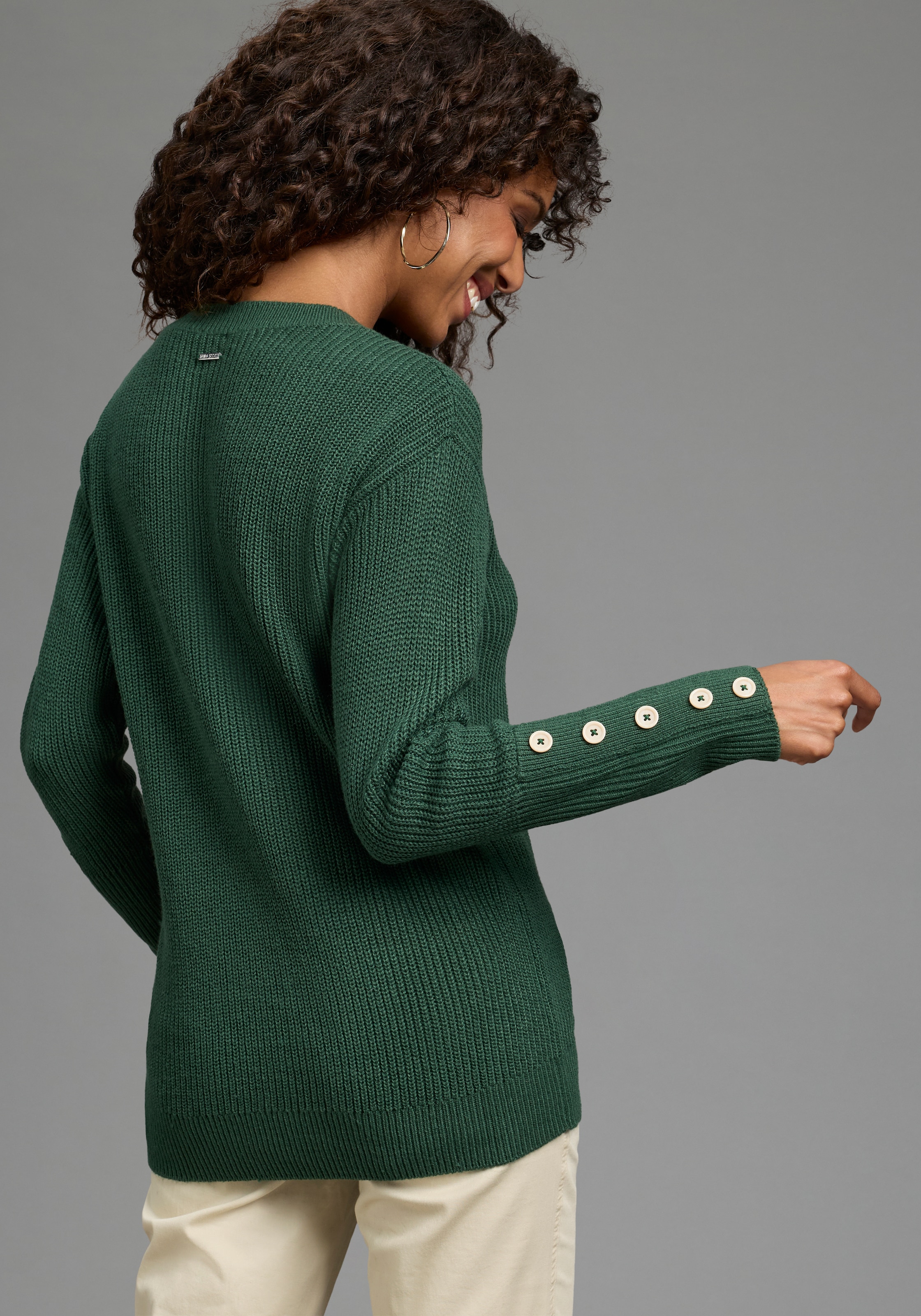 Laura Scott Strickpullover Übergangspullover aus Grobstrick, mit Zierknöpfen