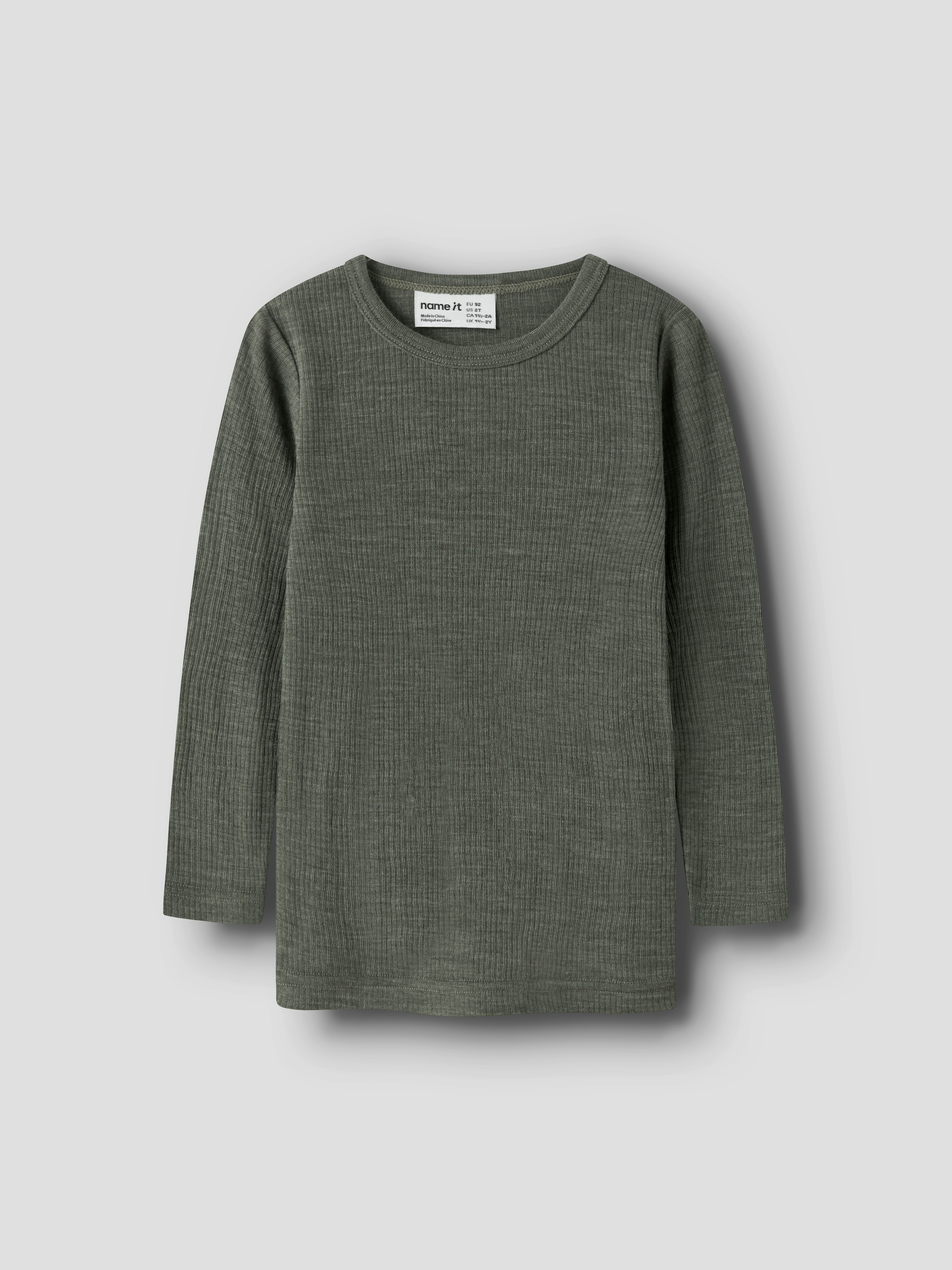 Name It T-shirt à manches longues »NMNWAX WOOL RIB LS TOP NOOS« en pure laine mérinos