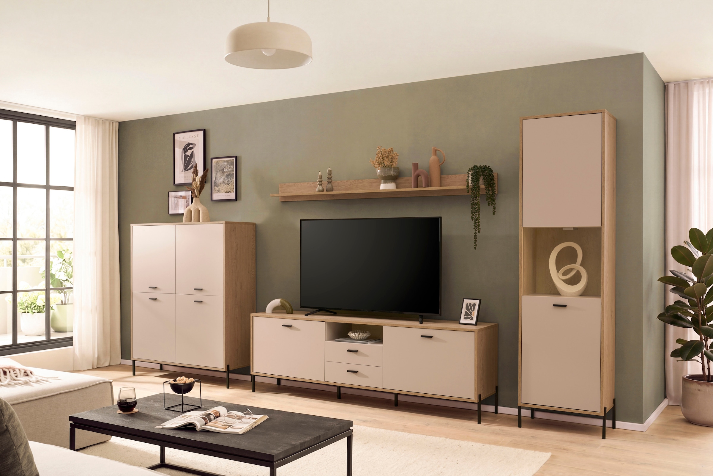 Home affaire Meuble mural »Fredericia, moderne Anbauwand, Komplettset in Kaschmir« Ensemble, 4 cuis tlg.