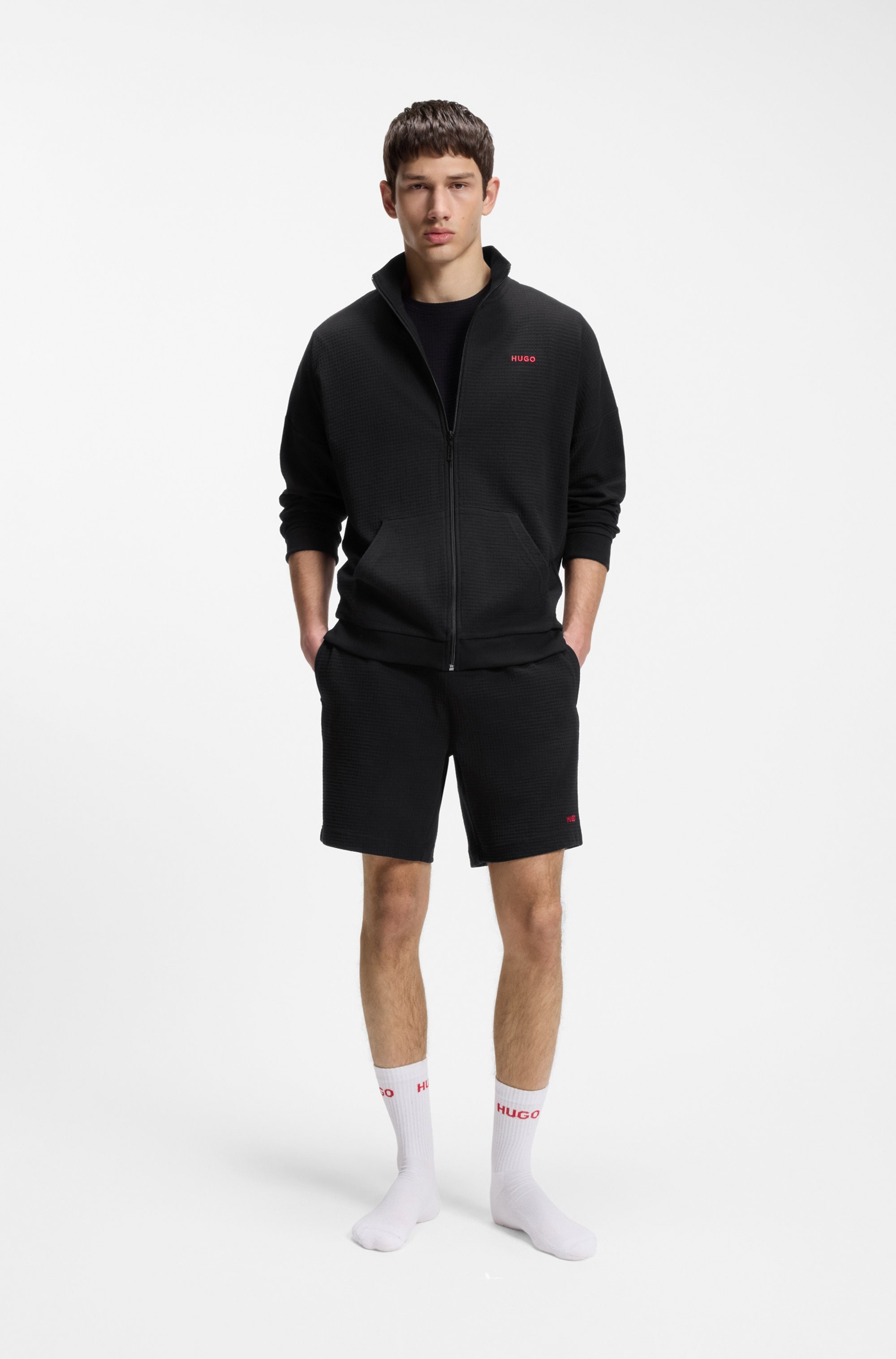HUGO Underwear Veste sweat mit Stehkragen, mit feiner Struktur