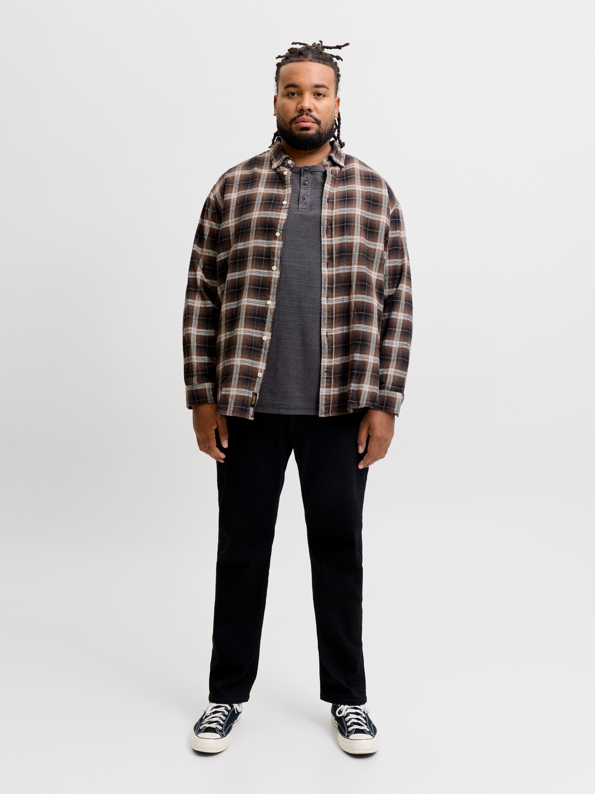 Jack & Jones PlusSize T-shirt à manches longues »JPRBLUAARON LS HENLEY TEE PLS« mélange coton, coupe régulière