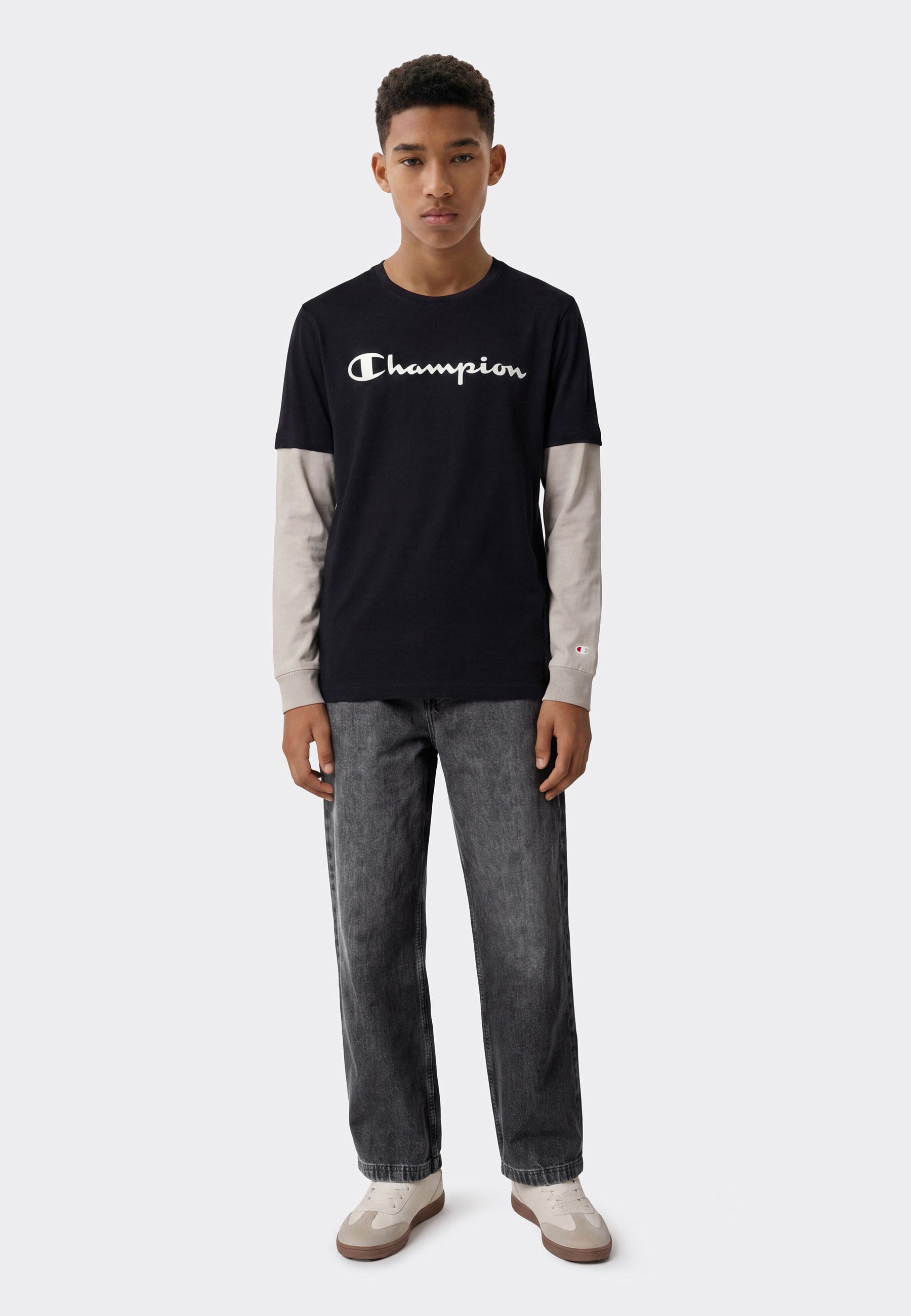 Champion Langarmshirt »SPORTWEAR LONG SLEEVE Standard Fit« für Kinder, mit Rundhalsausschnitt, aus Baumwolle, normale Länge