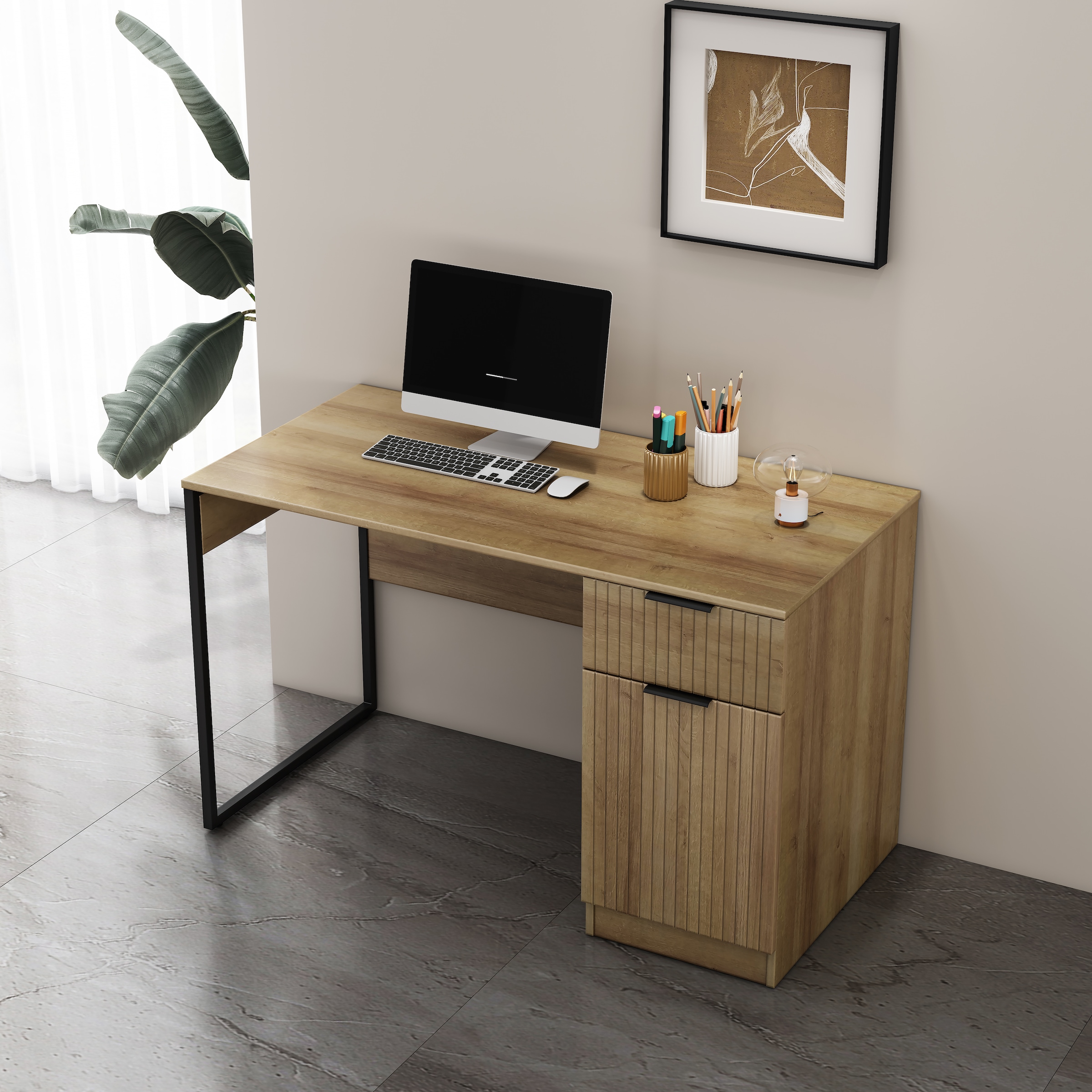 GOODproduct Bureau »Aspea« mit Schublade, ausreichend Stauraum, moderne Rillenoptik, B. 120 cm