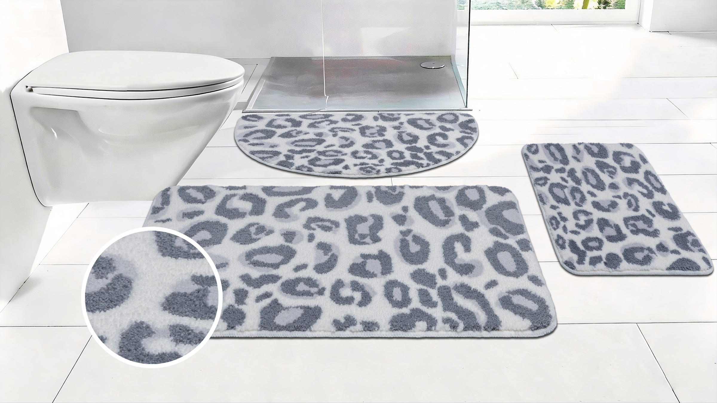 GOODproduct Badematte »Regona Leo, Badvorleger, Badezimmer Teppich, Duschvorleger« Höhe 10 mm rutschhemmend beschichtet fussbodenheizungsgeeignet | schnell trocknend Leoparden-Muster, Animal Print, modern