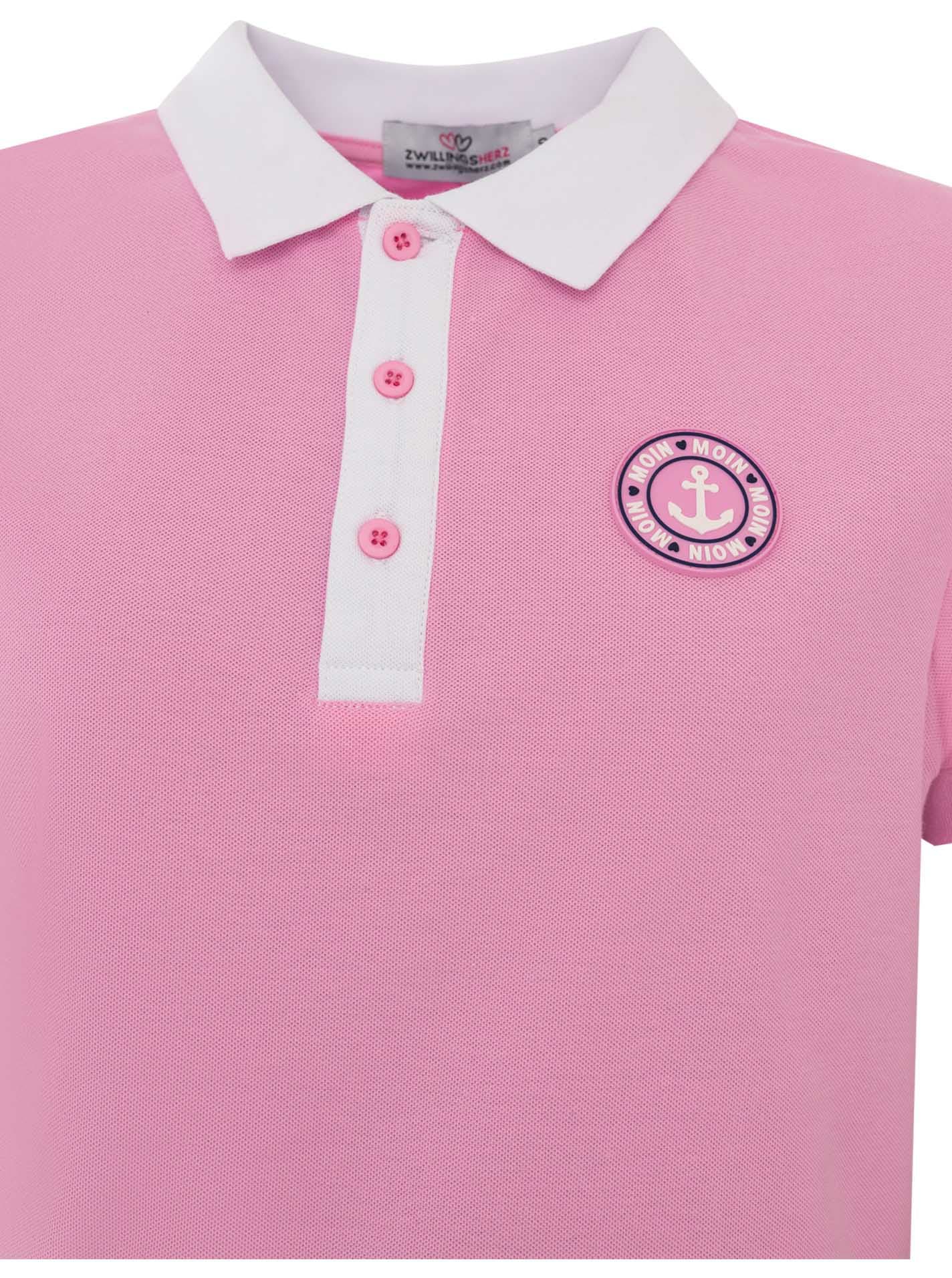 Zwillingsherz Poloshirt »Maritim« kontrastierende Polokragen mit Knopfleiste, Brustlogo mit Anker