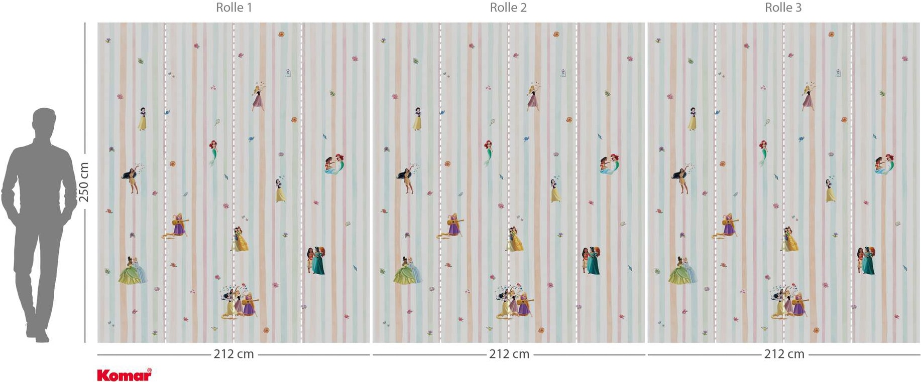 Komar Papier peint intissé »Disney Princesses Charmix« imprimé lisse rouleau de 212 x 250 cm