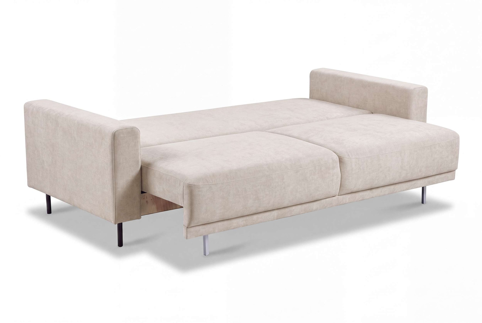 GOODproduct Schlafsofa »Sveeva, 3 Sitzer, Liegefläche 135x190 cm, schwarze Metallfüsse« langlebiger Strukturstoff, mit Wellenunterfederung, viele Farben