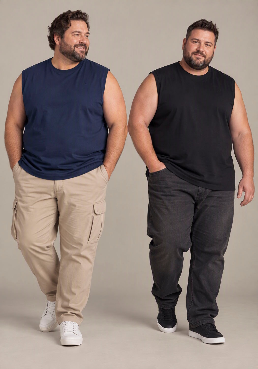 Man's World Plus T-shirt de musculation »auch in Grosse Grössen bis Gr. 7XL Bauch-Fit« pack de 2,  Regular Fit, col rond, bord-côte à la base