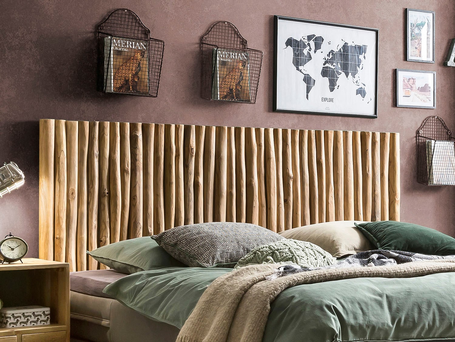 SIT Kopfteil »Bett-Kopfteil Teak Äste Natur Holz Wandpaneel Landhaus Design« Teak Kopfteil aus Naturholz Ästen im rustikalen Landhaus Stil