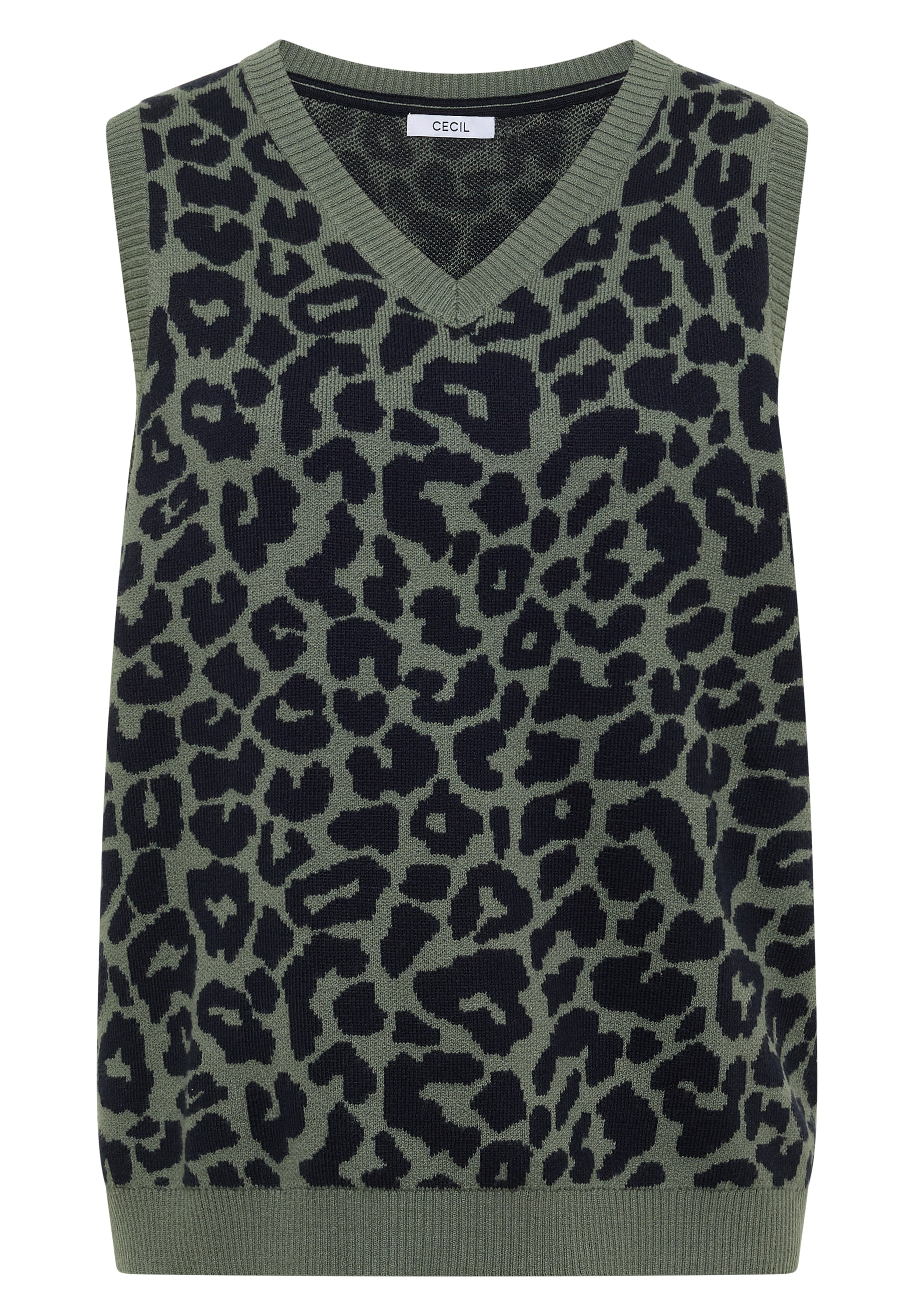 Cecil Pull-over gilet d'été avec col en V et motif léopard
