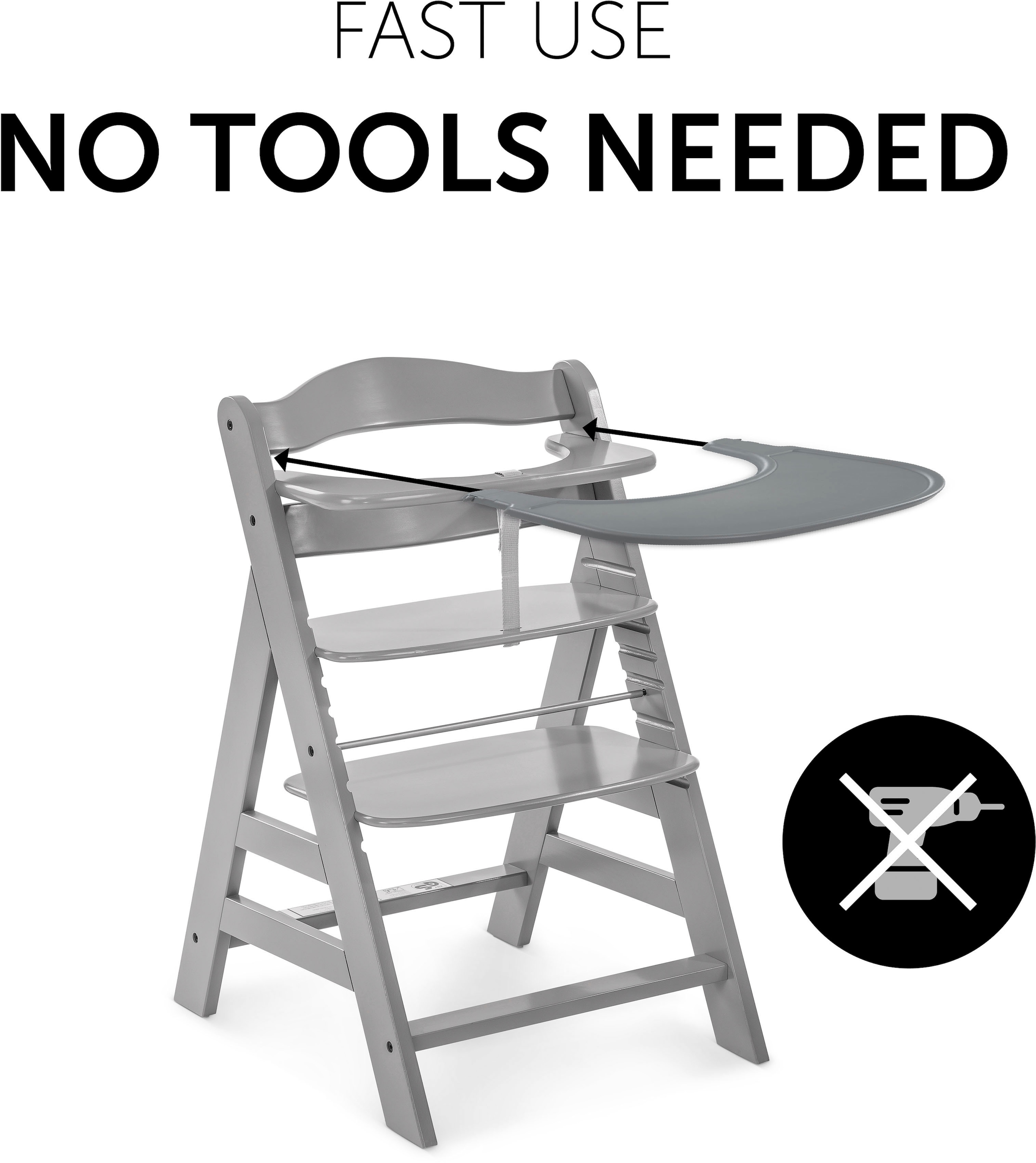 Hauck Hochstuhltablett »Alpha Click Tray, grau« Hauck Hochstuhl Alpha+