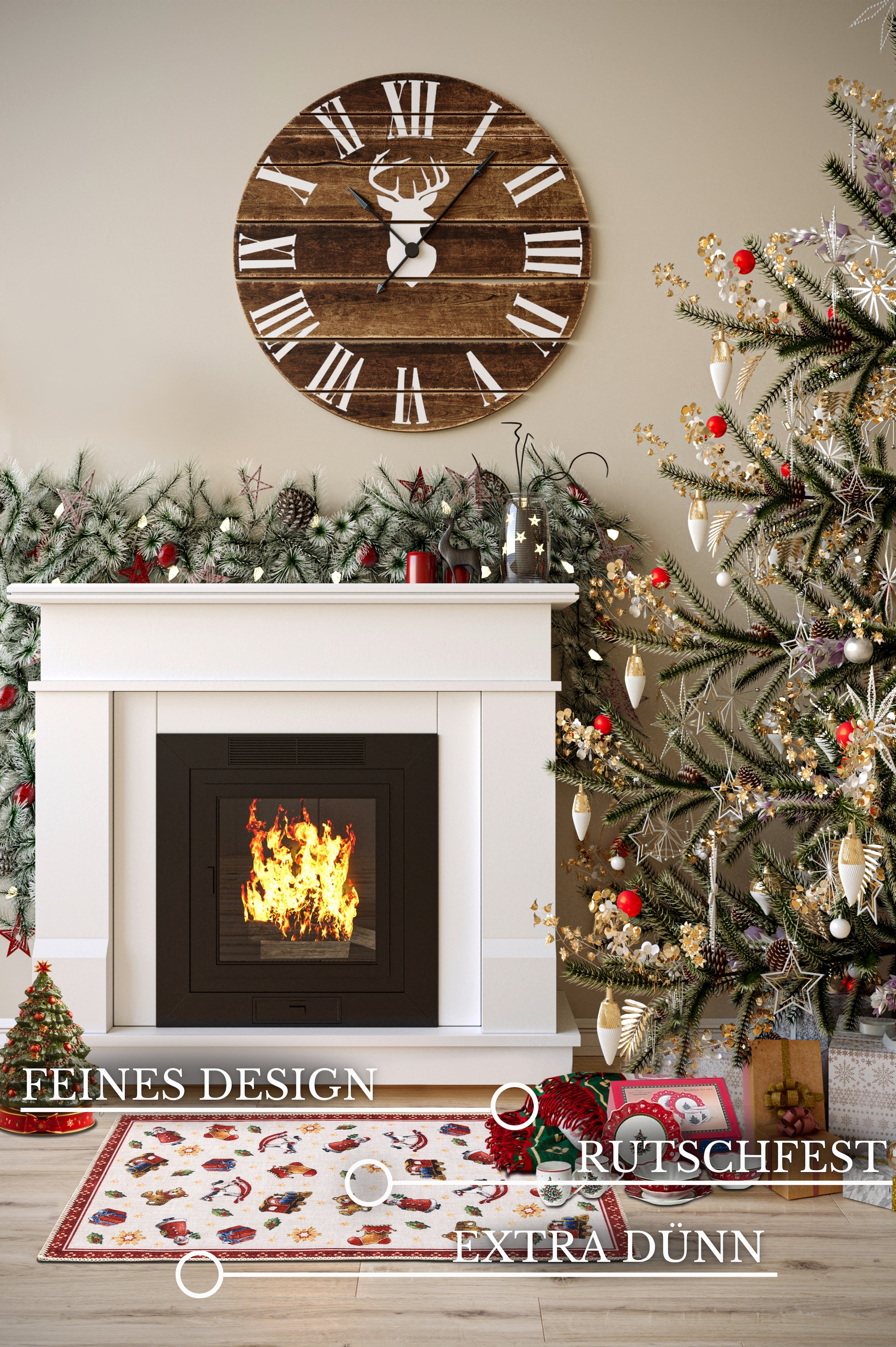 Villeroy & Boch Tapis »Nostalgic Toy's Delight, eckig, rund und Läufer« Rectangulaire 3 mm Höhe Weihnachten, Wohnzimmer, Flur, Geschenk, Toys Delight, Dekoration