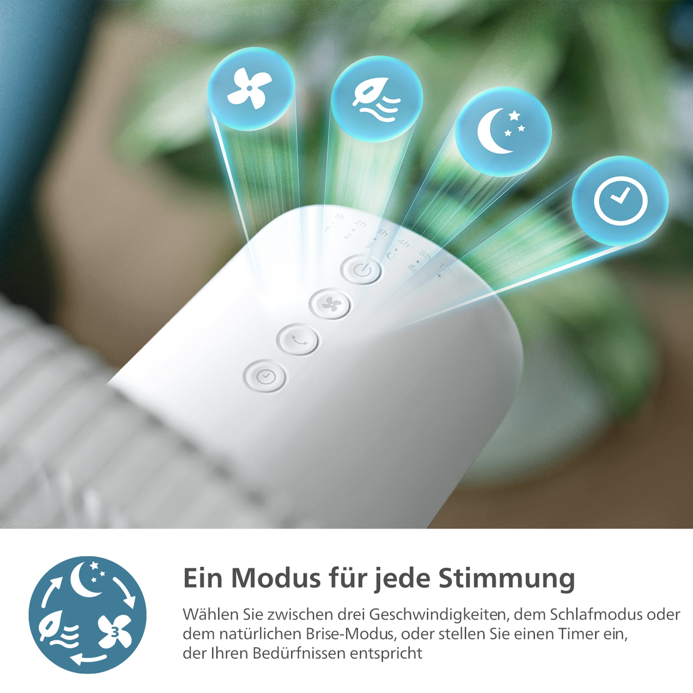 Philips Standventilator »CX2550/00 Serie 2000, mit extrem leiser SilentWings-Technologie, 19 dB« 2-in-1-Tisch- & Standventilator, neig- & drehbar, elegantes Design