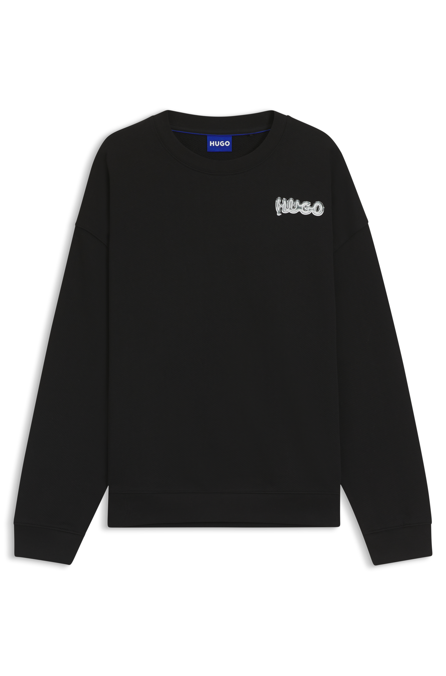 HUGO Blue Sweatshirt »Nyrocrew«, Rückenaufdruck in Chrom-Optik, Rundhalsausschnitt, Loose fit
