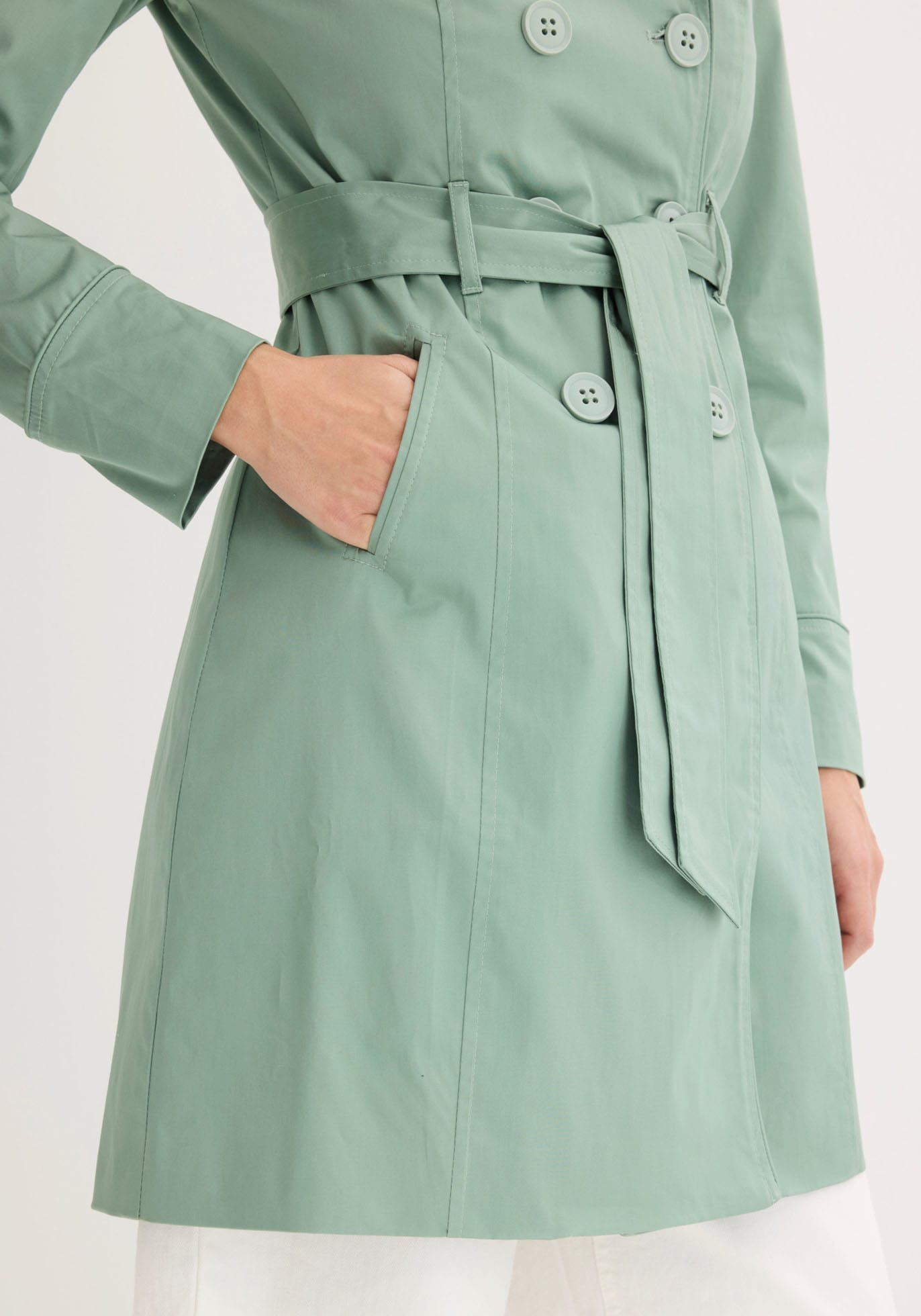 bonprix Trench-coat mit abnehmbarem Bindegürtel, 2-Reiher