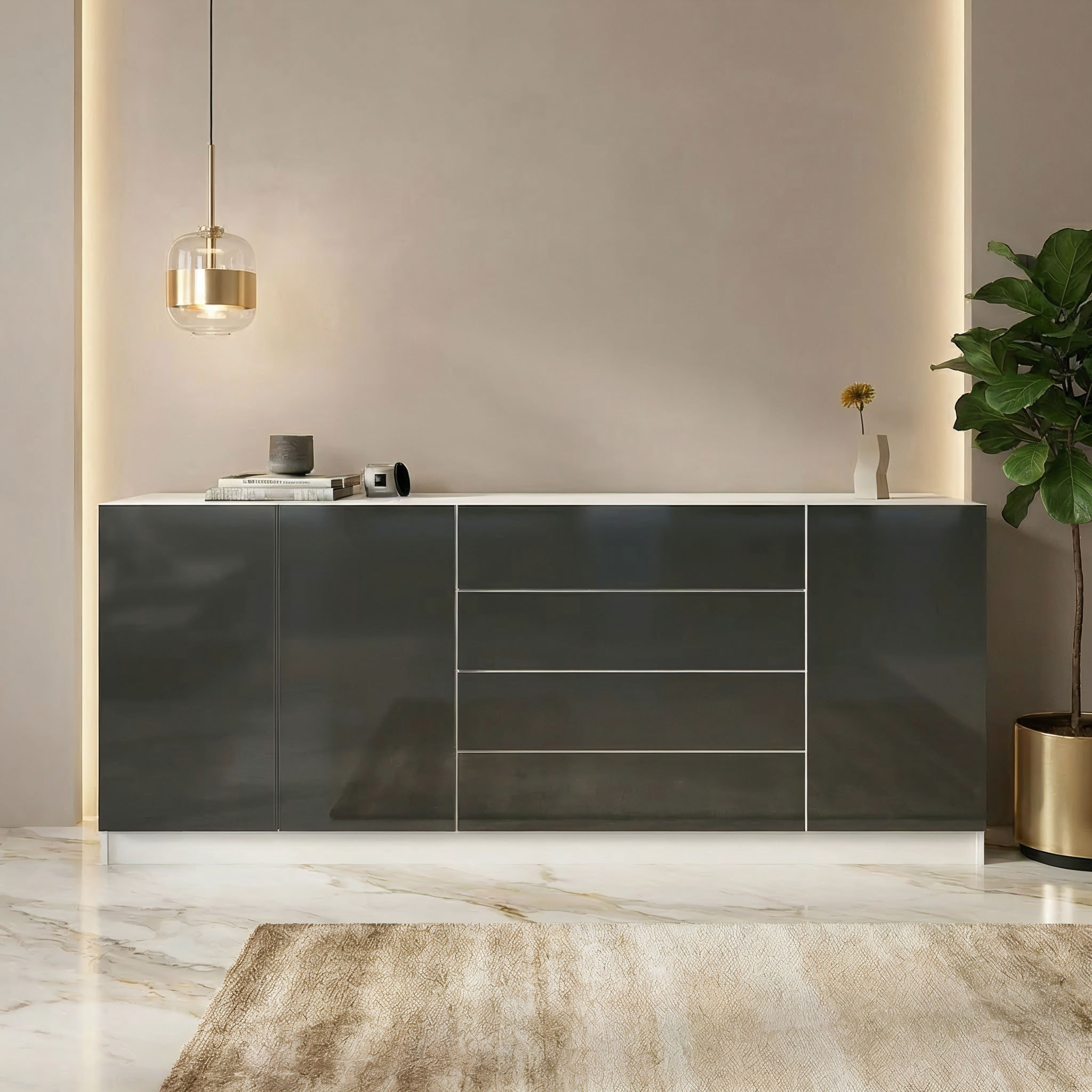 borchardt Möbel Sideboard »Vaasa, Kommode mit 3 Türen und 4 Schubkästen auf Kugelführungen« Breite 190 cm