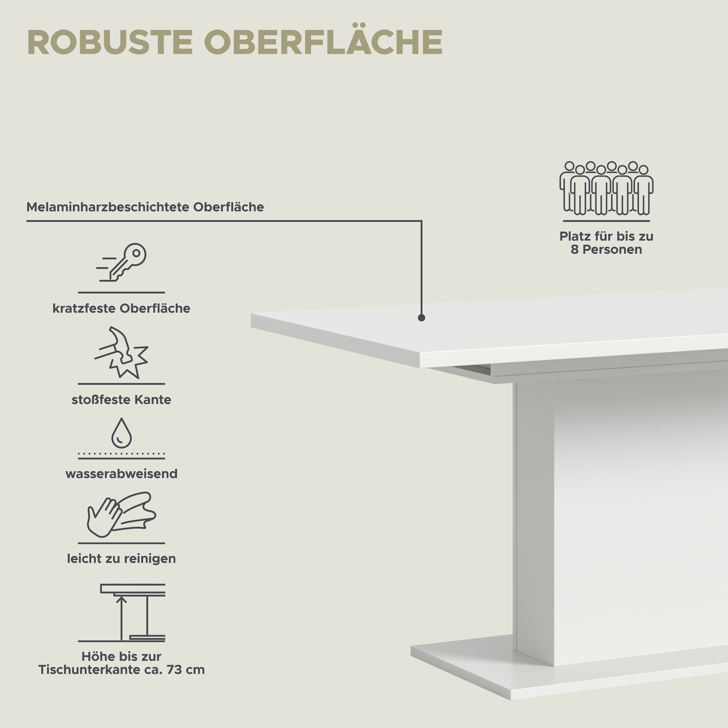Home affaire Esstisch »Motus, ausziehbar 150 -190 cm, inklusive 40 cm Einlegeplatte« Set, 1 Stk. tlg. Säulengestell mit Bodenplatte, Tisch, Küchentisch, Esszimmer, Küche