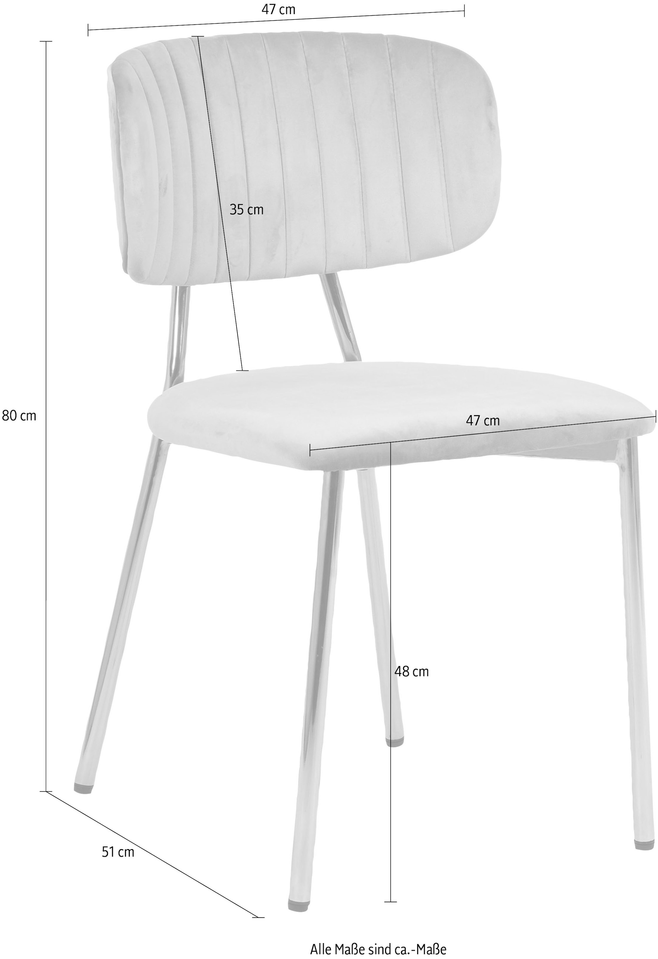 Kayoom Esszimmerstuhl »Stuhl Kian 125 2er-Set,filigranes Metallgestell,pflegeleicht Samtbezug« (Set) 2 Stk.samtweicher Bezug, pflegeleichter Samtbezug