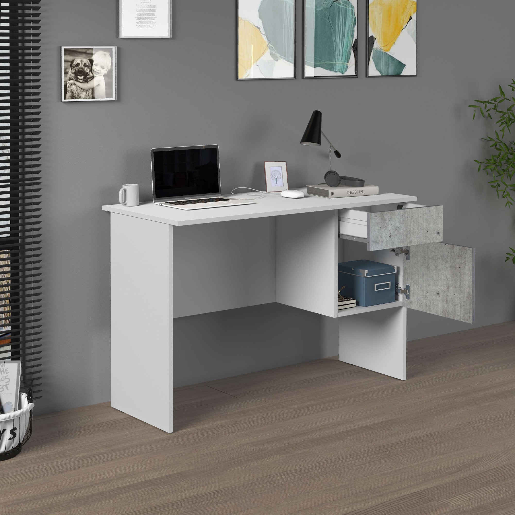 Home affaire Schreibtisch »Coro, kleiner Computertisch, Bürotisch« mit 1 Tür & 1 Schublade, Breite 110 cm, Made in Italy