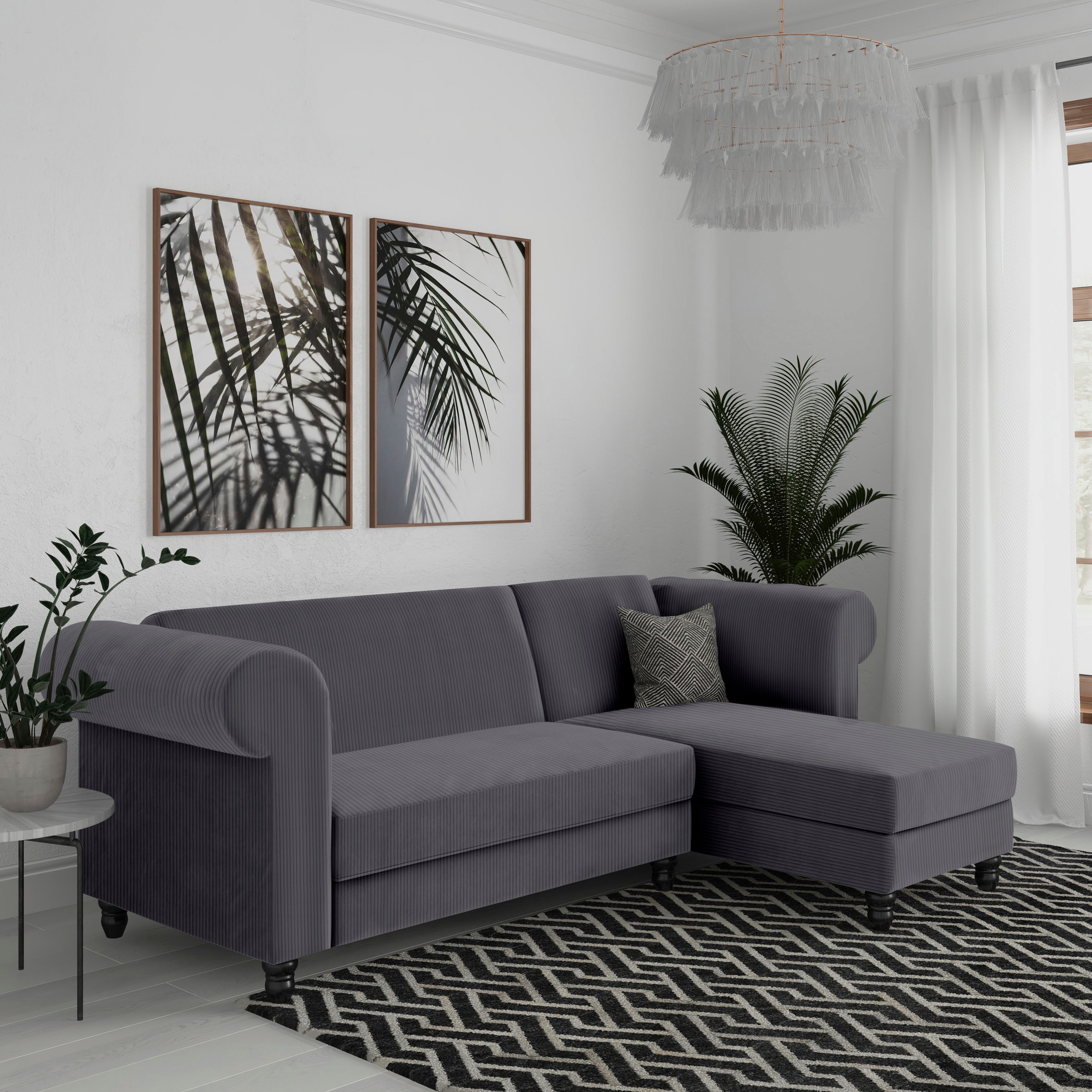 Dorel Home Canapé d'angle »Felix II, L-Form, Schlafsofa 241cm (Liegefl. 108/195 cm),« verstellb. Rückenlehne, Recamiere wechselbar, Cord