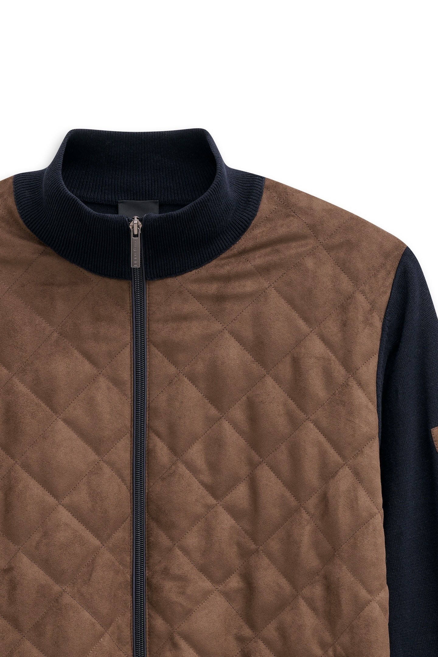 bugatti Veste en tricot »Regular Fit« avec devant en velours et col montant