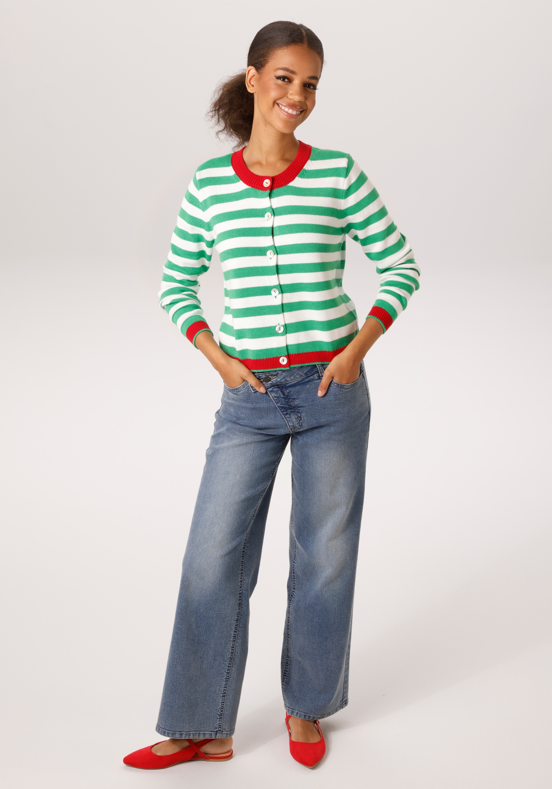 Aniston CASUAL Veste en tricot im trendigen Streifen-Dessin - NEUE KOLLEKTION