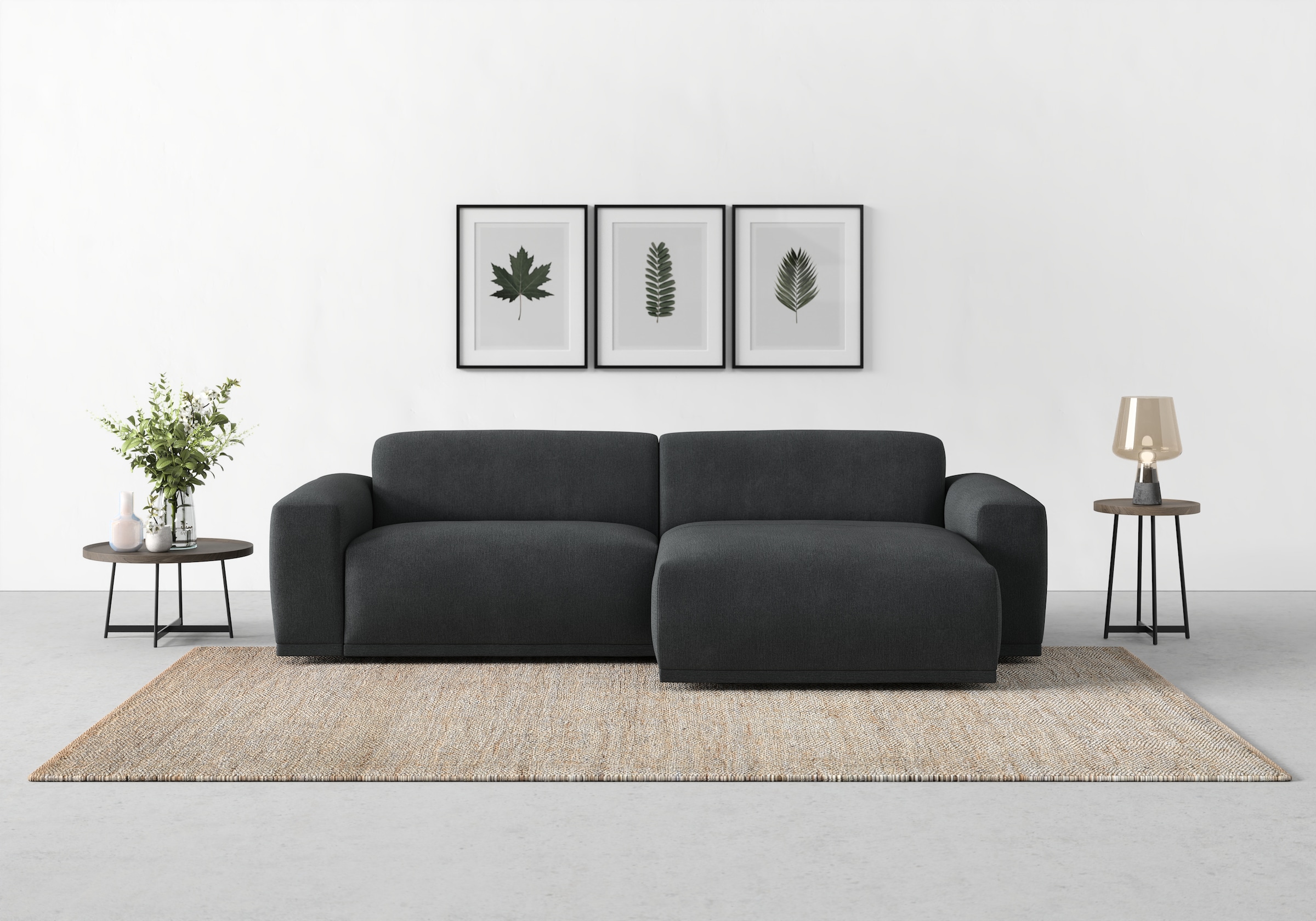 TRENDMANUFAKTUR Canapé d'angle »Braga, mit hochwertigem Kaltschaum, L-Form , Japandi-Design« Canapé moderne, sofa avec grand confort d’assise, 255/72/160 cm (L/H/P)