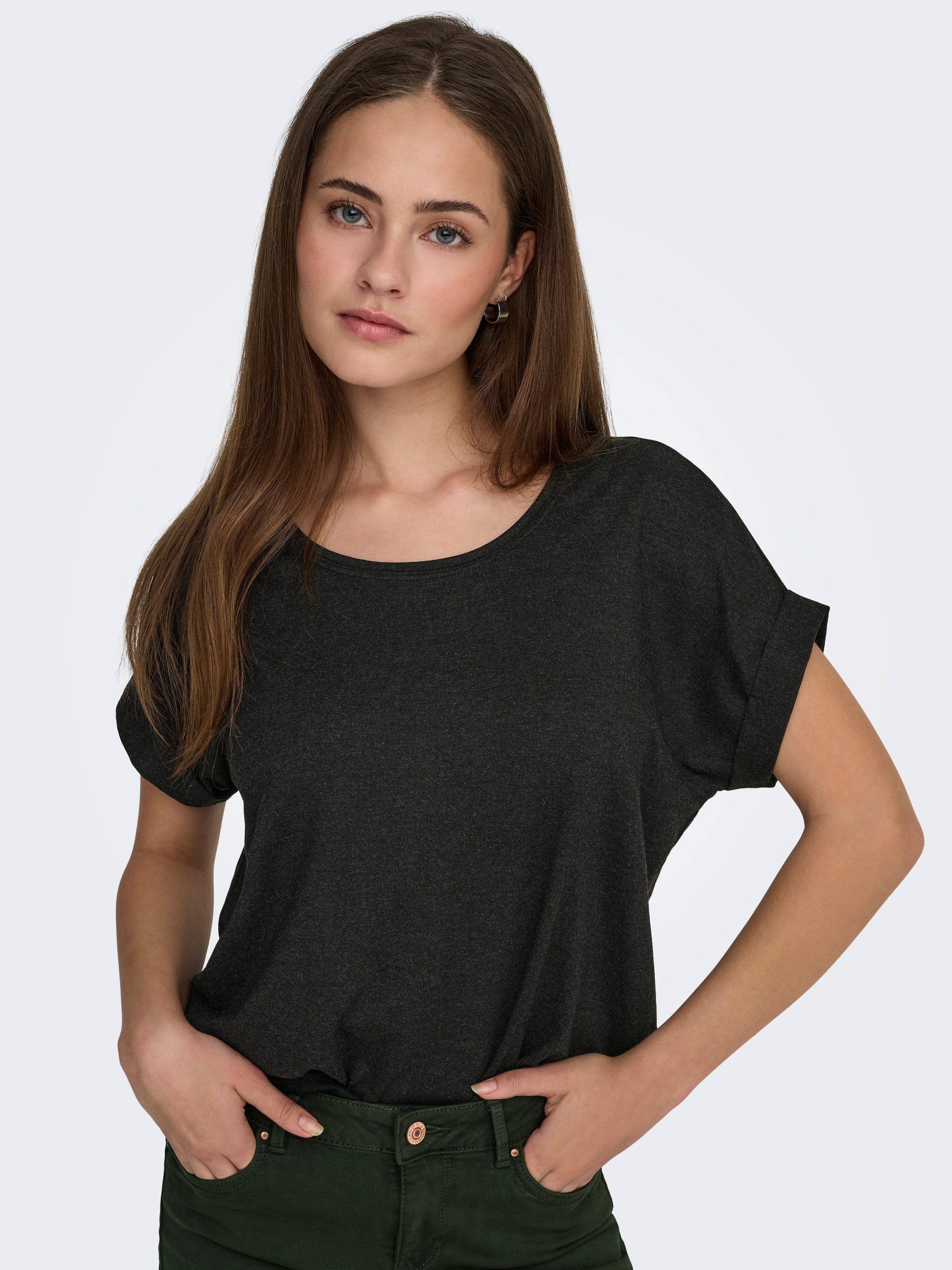 ONLY T-shirt »ONLMOSTER – T-Shirt mit melierter Optik und elastischem Material« meliert, casual, lässig geschnitten, Viskosemischung, Rundhals