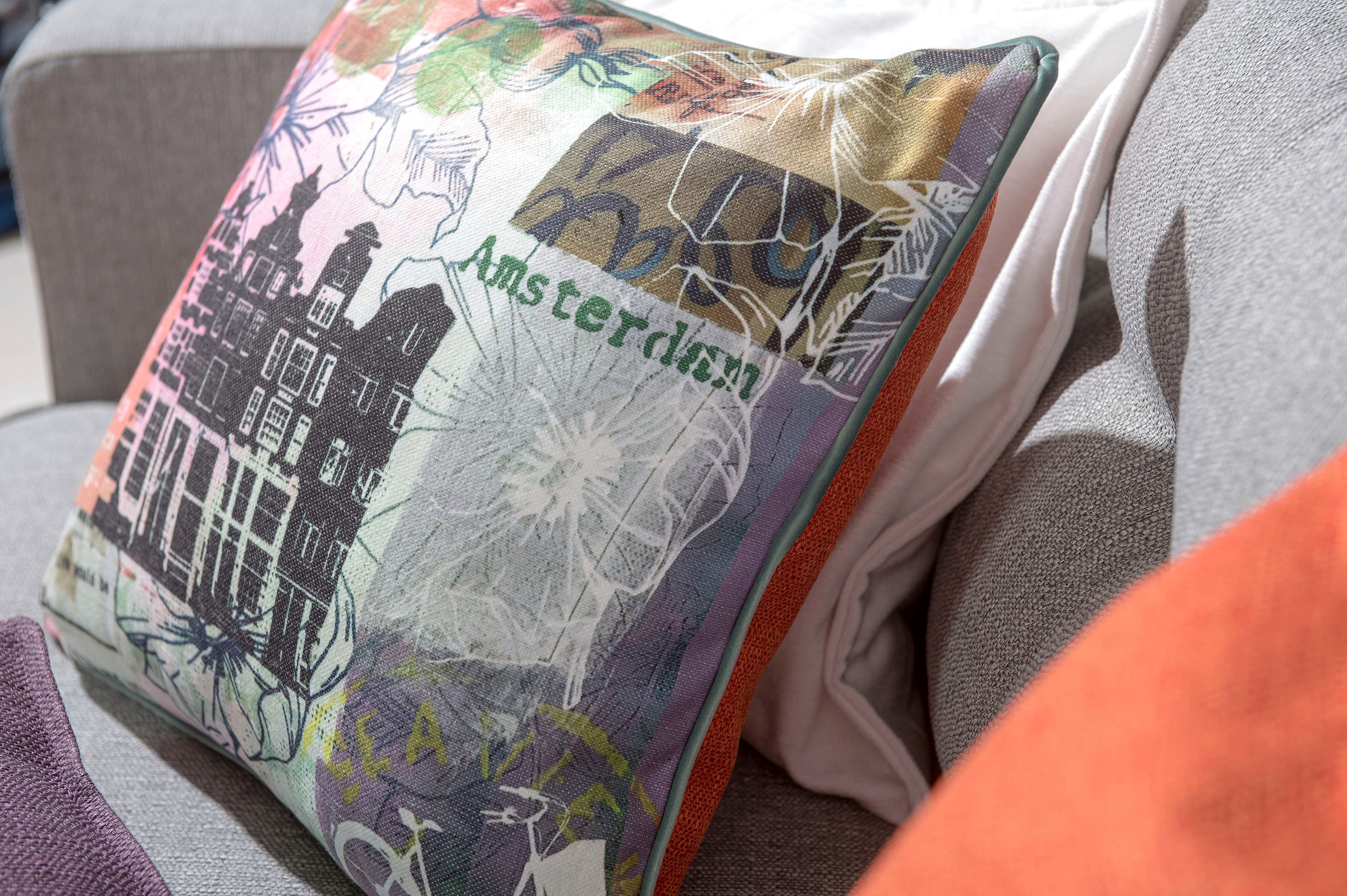 H.O.C.K. Dekokissen »Lieblingsstädte AMSTERDAM« mit Amsterdam-Motiv, Wendekissenhülle mit Füllung, 1 Stück