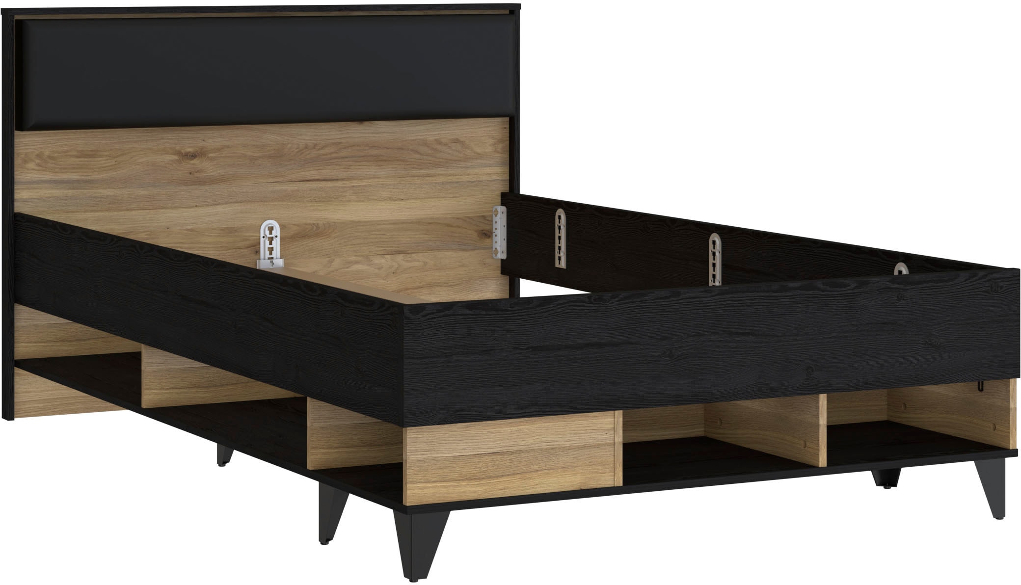 FORTE Lit de rangement »Lya« lit d'enfant moderne, beaucoup de rangement, tête de lit rembourrée
