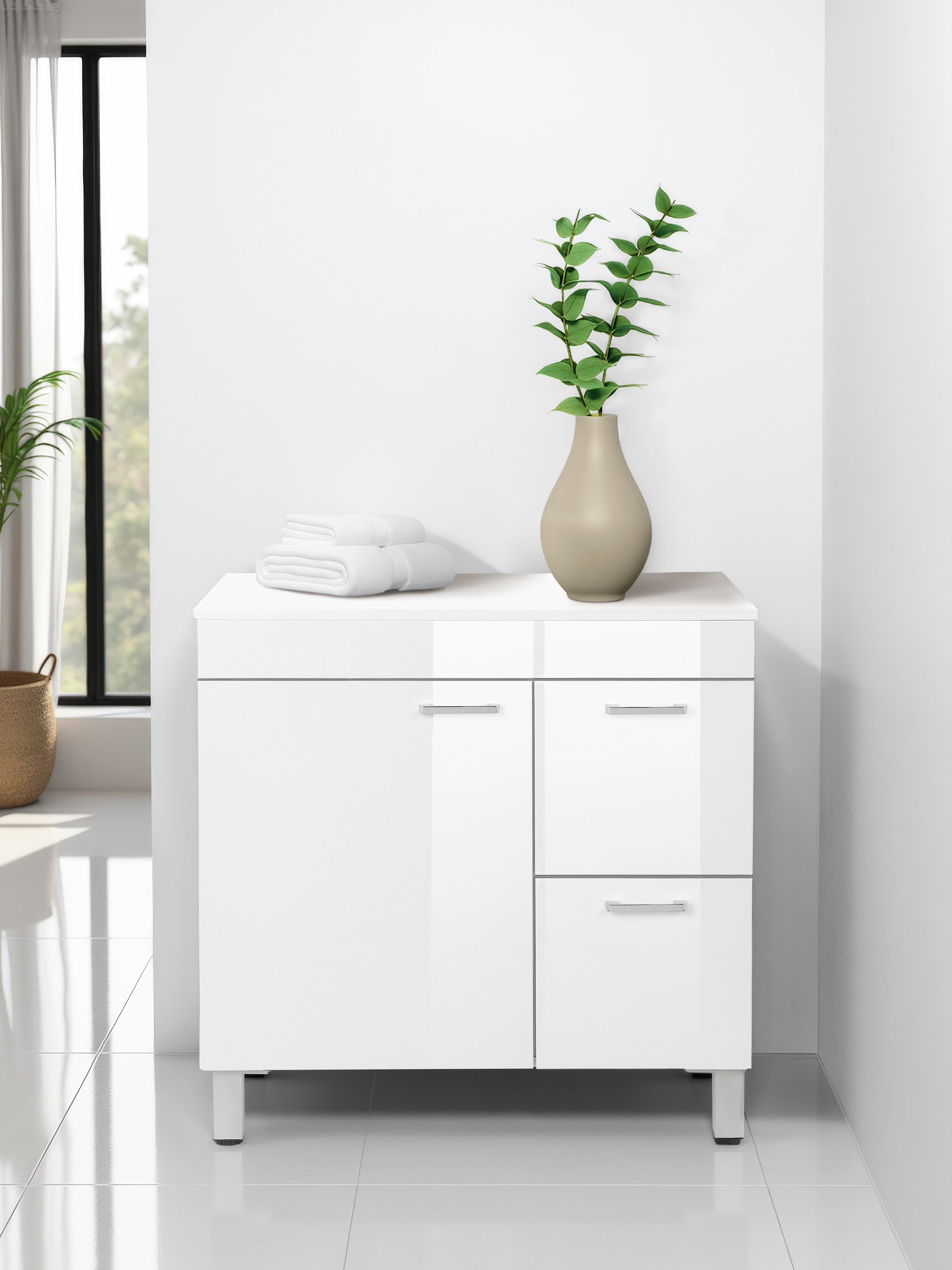 welltime Table de lavage »Florenz, Badezimmerschrank,Badschrank« Stauraum Waschtisch, 2 Schubladen und 1 Tür