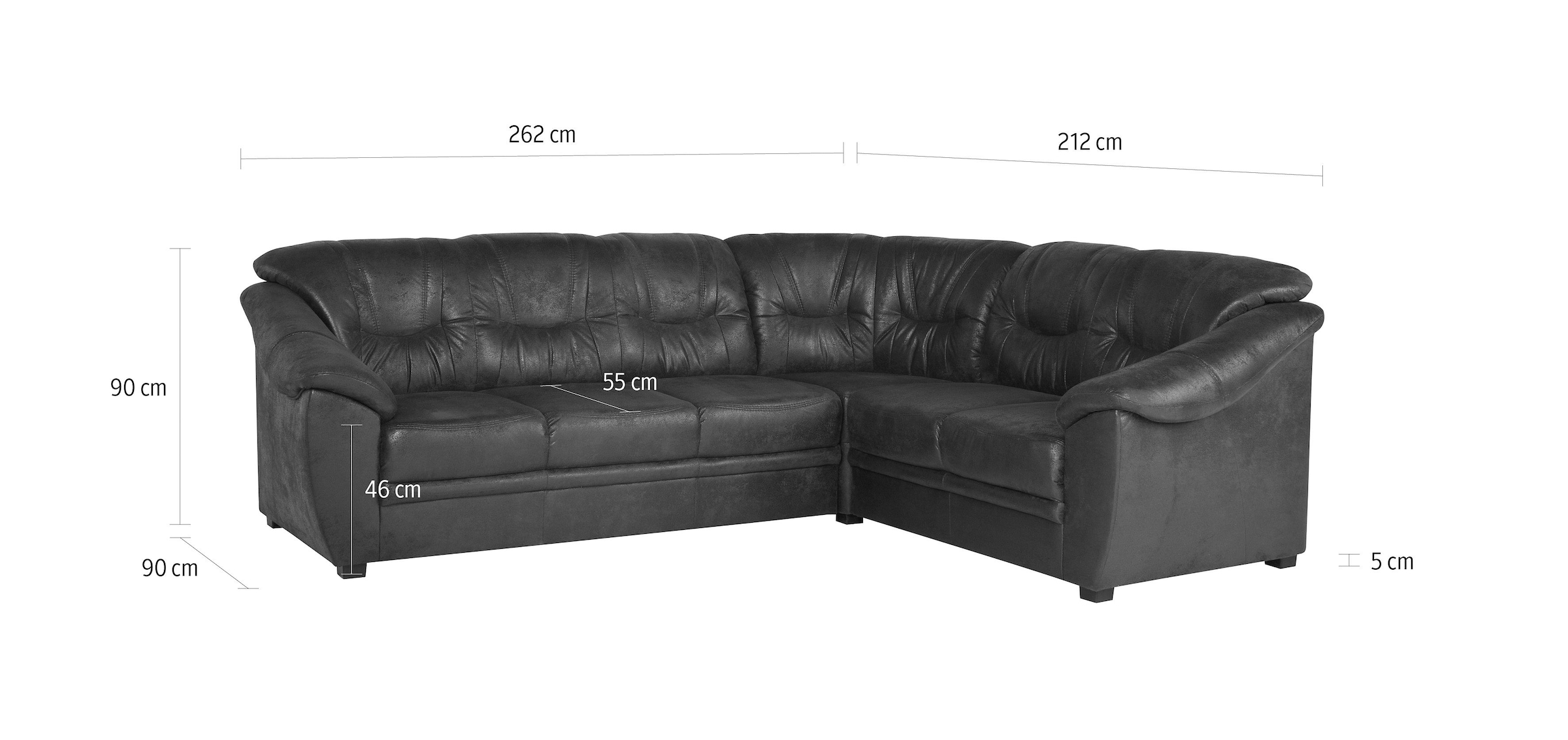 Home affaire Canapé d'angle »Savona L-Form, B: 262 cm« mit Federkern