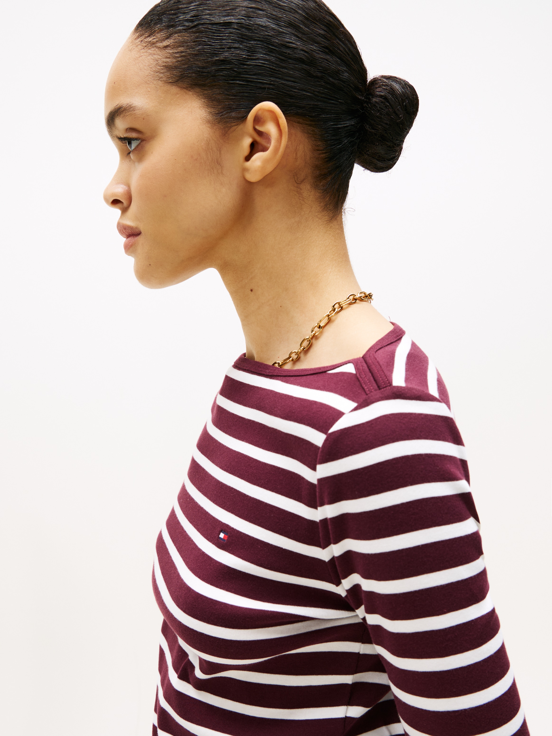 Tommy Hilfiger 3/4-Arm-Shirt »NEW CODY SLIM BOAT-NK 3/4SLV mit U-Boot und Streifen« gestreift, casual, slim fit, Baumwolle, U-Boot-Ausschnitt