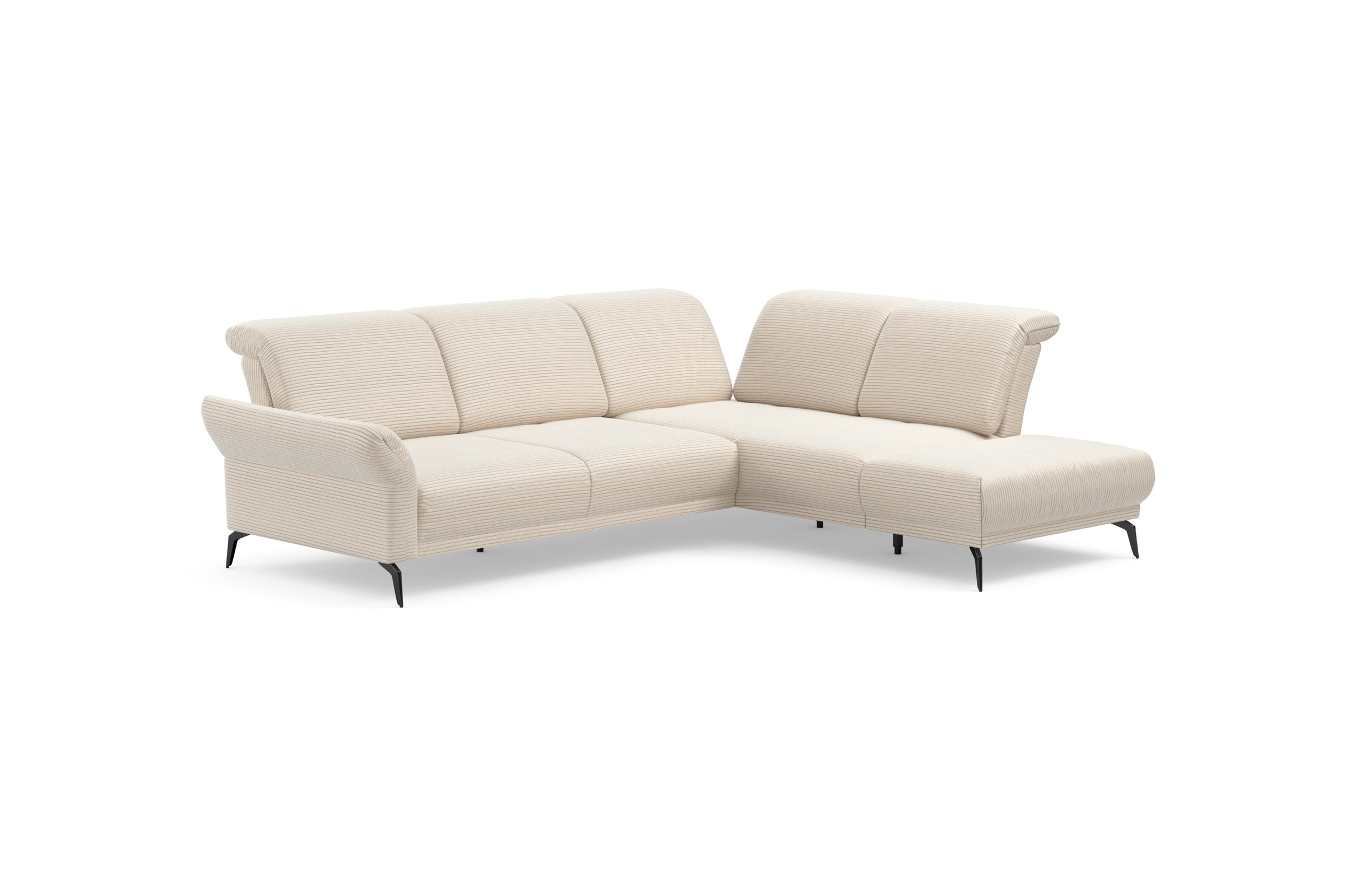 Home affaire Canapé d'angle »Coco L-Form« Sitztiefen-, Arm- und Kopfteilverstellung, Cord-Bezug, Fusshöhe 15 cm