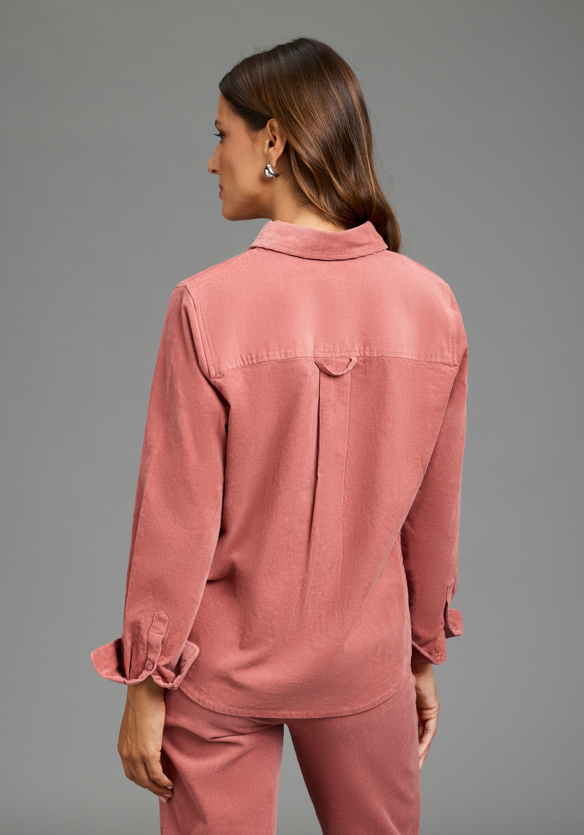 Laura Scott Hemdbluse normale Passform, aus Baumwolle und Elasthan, unifarbene Optik