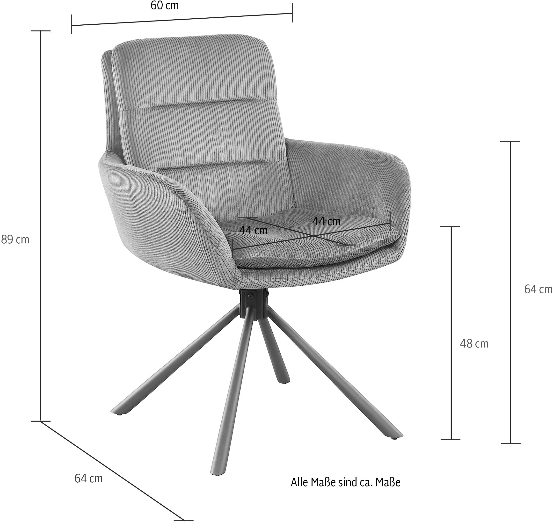 SalesFever Esszimmerstuhl »Pizzo Eleganter Armlehnstuhl« () 1 Stk.Cord-Esszimmersessel mit 360° Drehkomfort