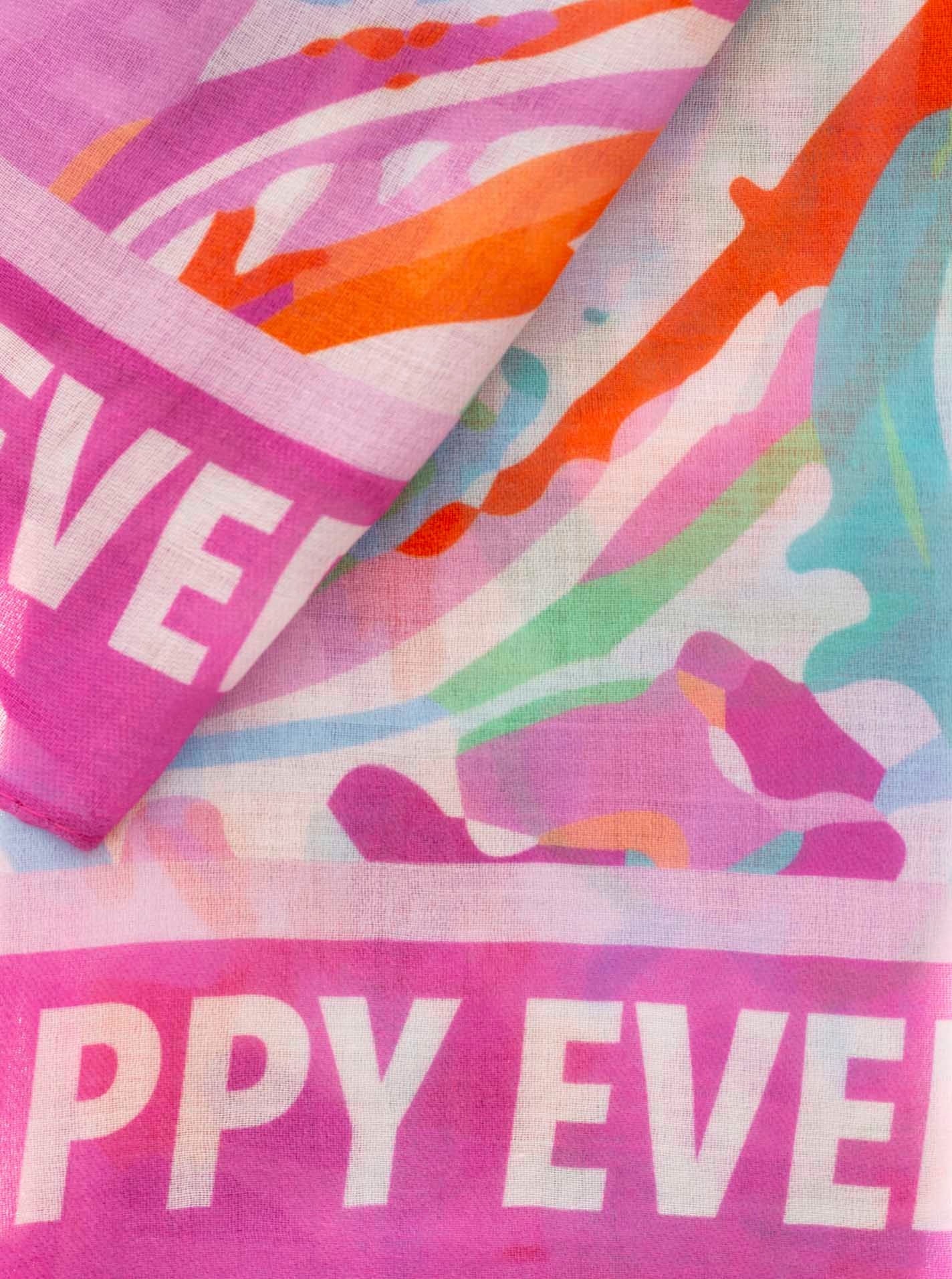 Zwillingsherz Écharpe »"Be Happy Everyday« farbenfrohes grafisches Muster mit Schriftzug