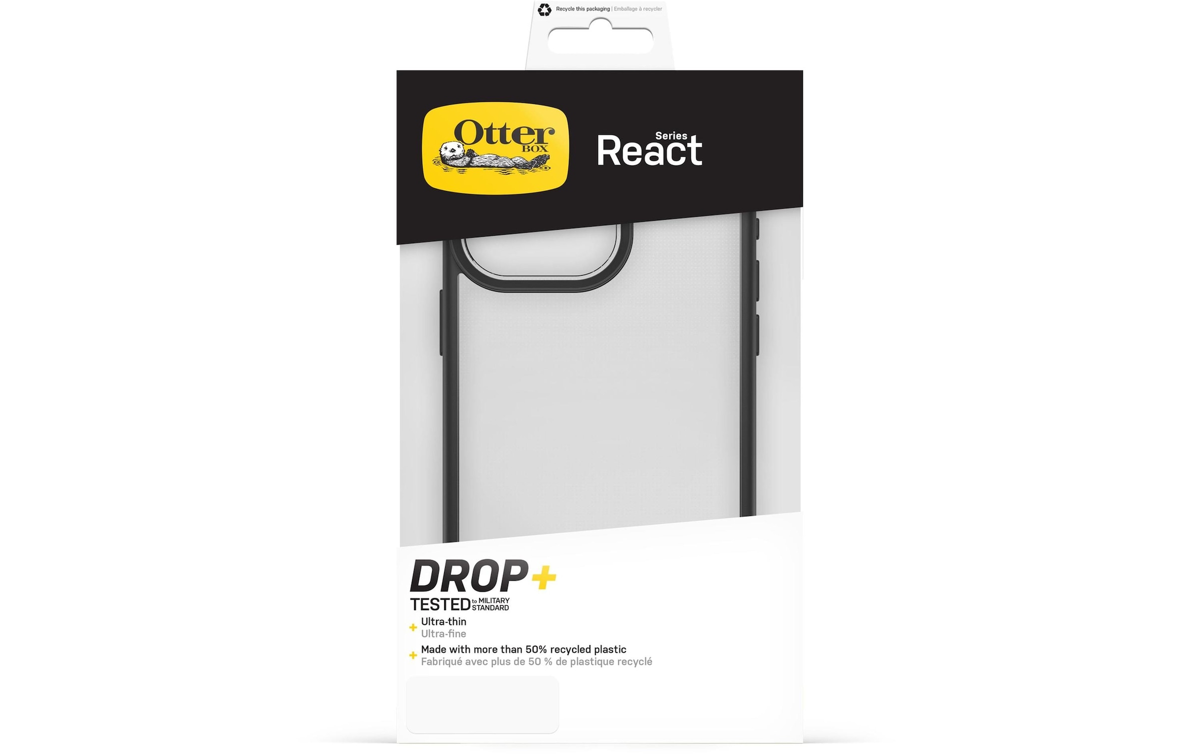 Otterbox Handyhülle »React iPhone 15 Pro Max Schwarz/Transparent«