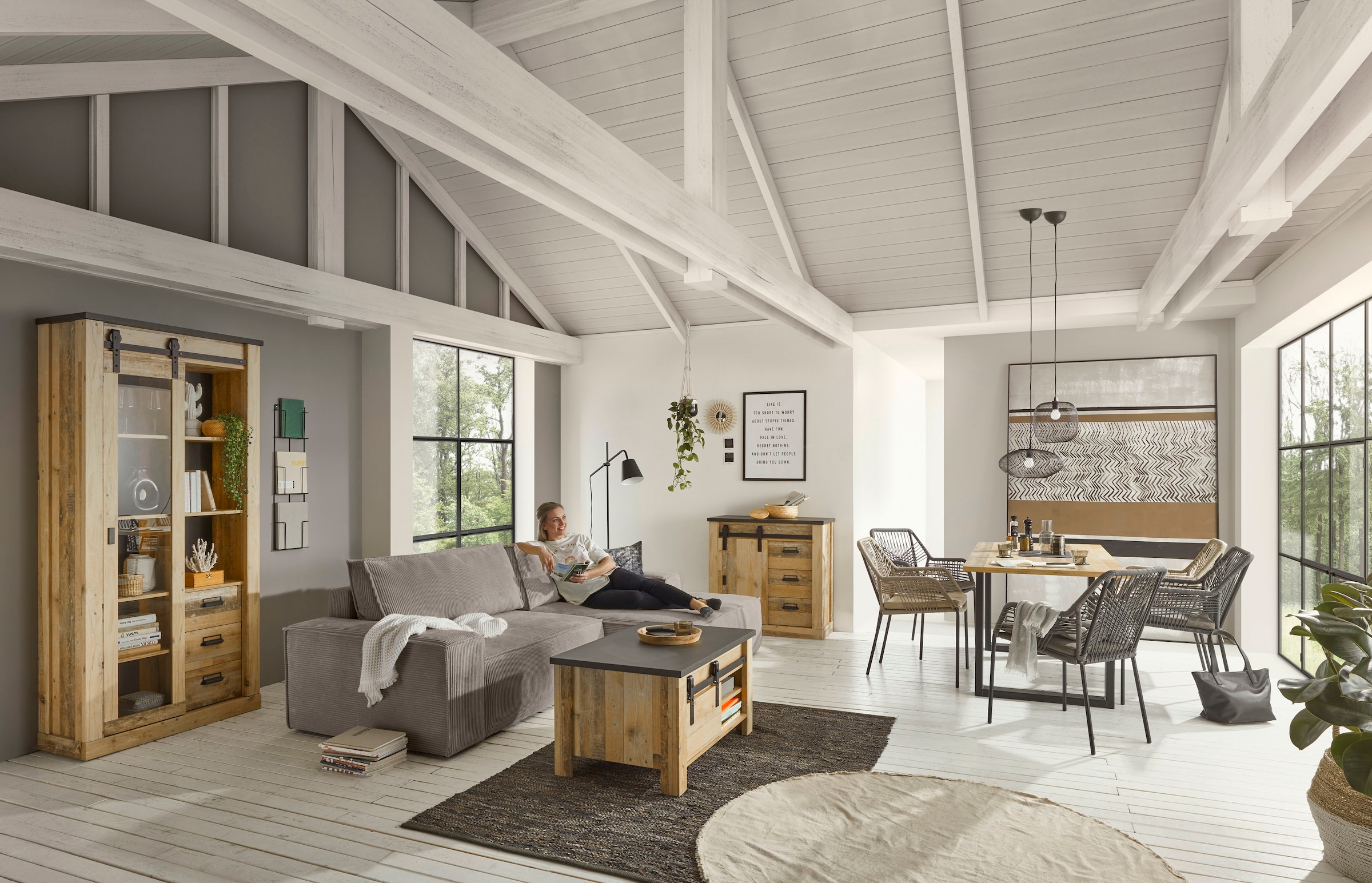 Home affaire Ecksofa »SHERWOOD L-Form, 267 cm - OTTO. Verlässliche Qualität.« Schlaffunktion mit Bettkasten (210x136 cm), Cord, Vintage, Samtvelours