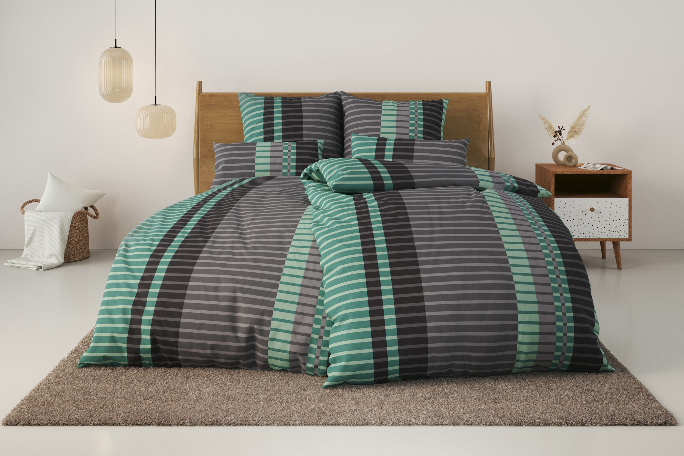 GOODproduct Bettwäsche »Philine« 2 Stk. mit modernen Streifen, Bettwäsche aus Baumwolle, ab Gr. 135x200 cm