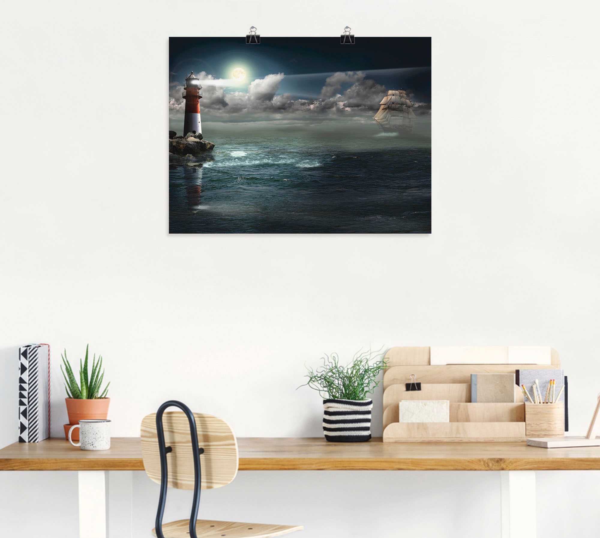 Artland Wandbild »Leuchtturm unter Beleuchtung« Gebäude 1 Stk. tlg. als Leinwandbild, Poster in verschied. Grössen