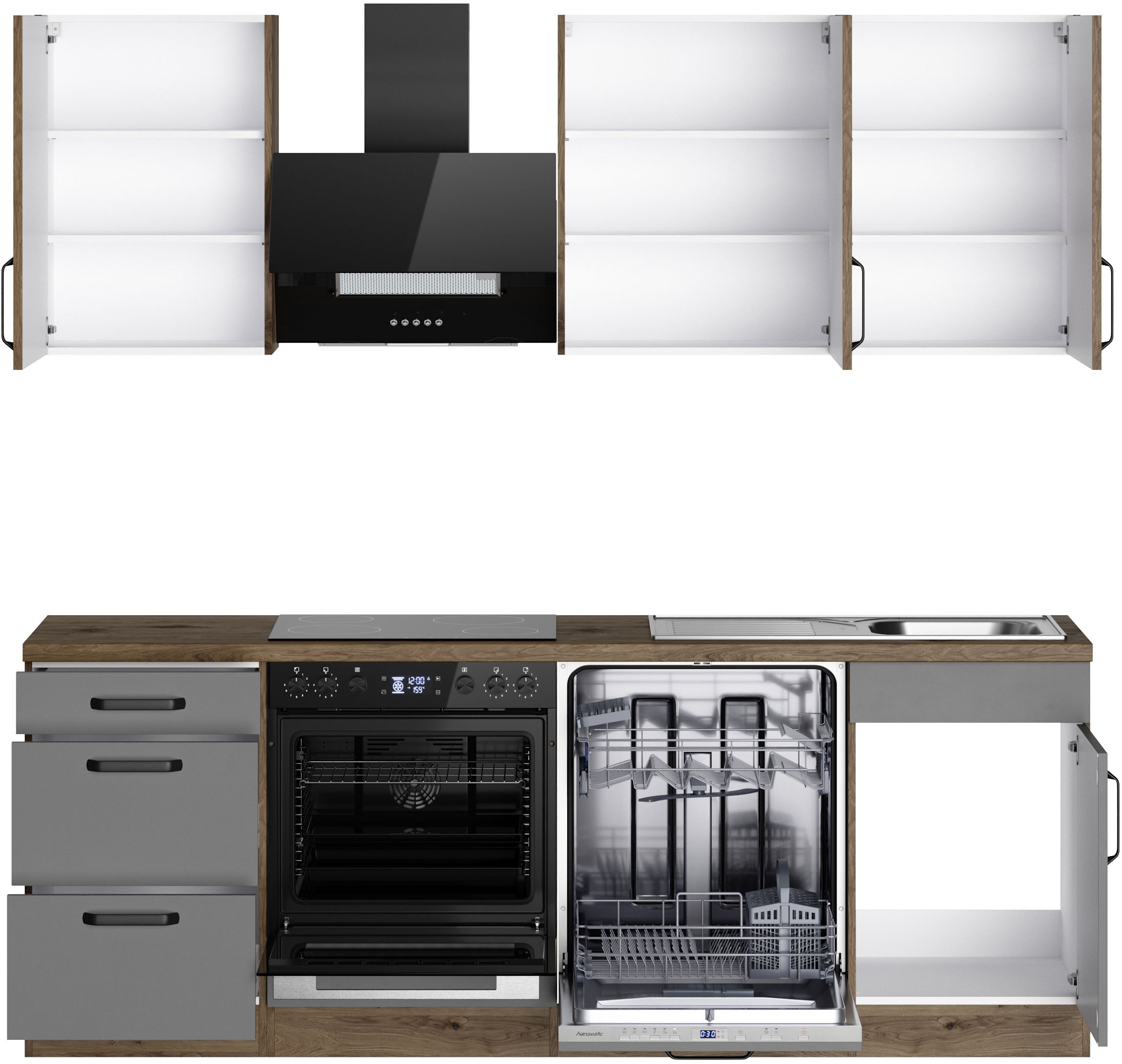 wiho Küchen Kitchenette »Elba« wahlweise mit Hanseatic E-Geräten, Breite 220 cm