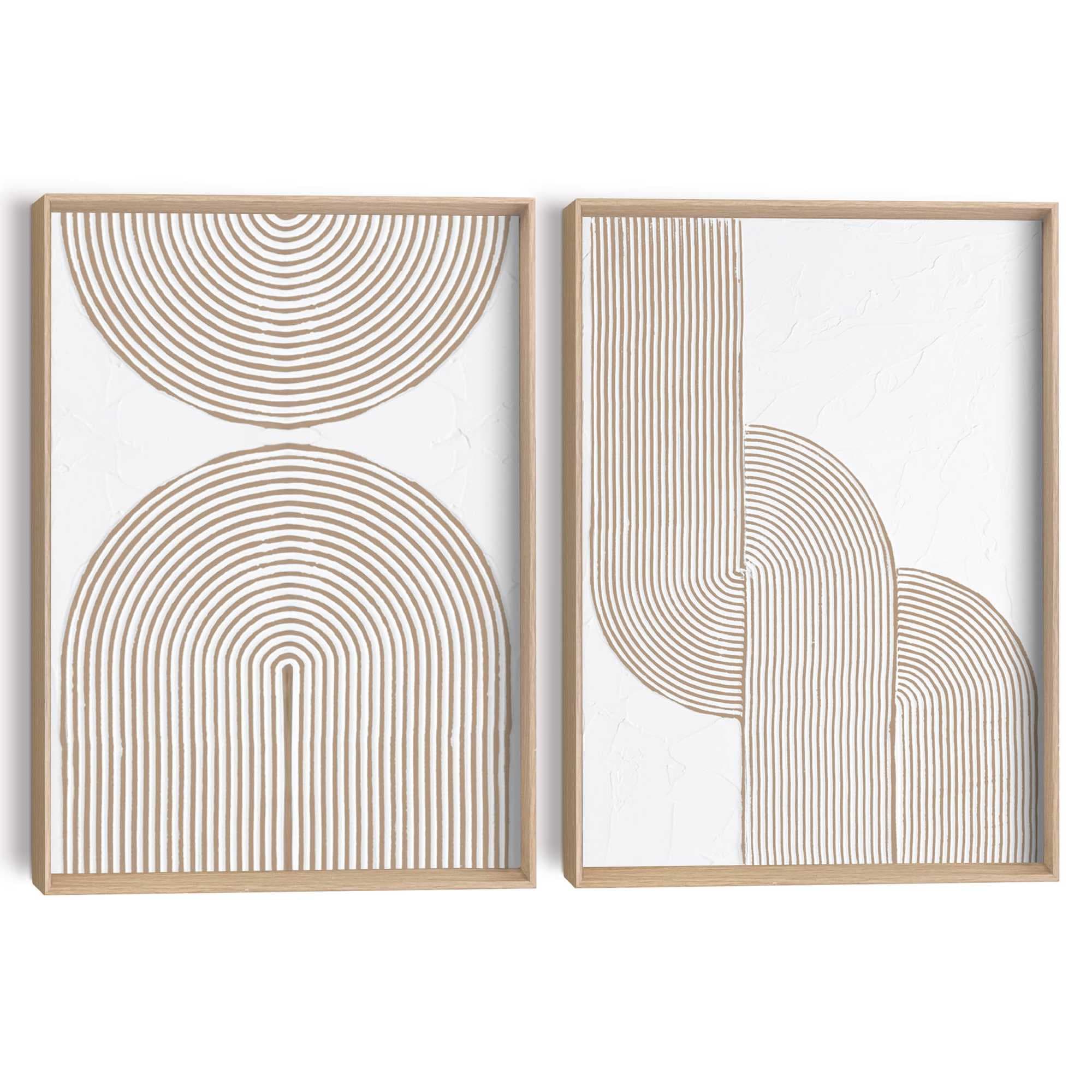 Reinders! Fresque murale »Taupefarbene Bögen« 2 cuis tlg. Wohnzimmer - Beige - MDF - Abstrakt - 30x40 cm
