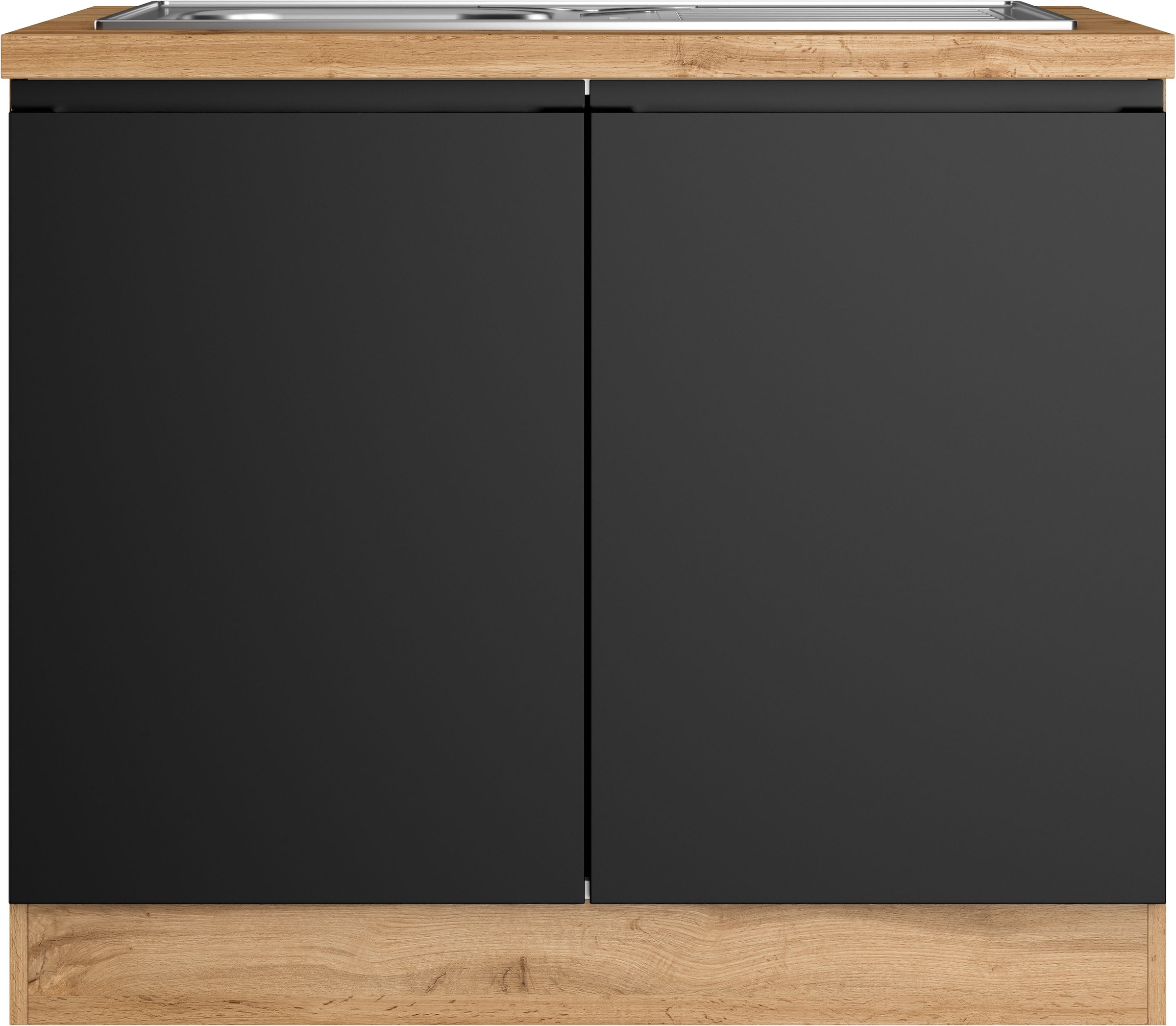 KOCHSTATION Meuble évier »KS-Virginia,neu in verbesserter Ausführung« Rangement, Softclose, sans robinet,  largeur 100 cm, incluant évier encastré, fermeture douce